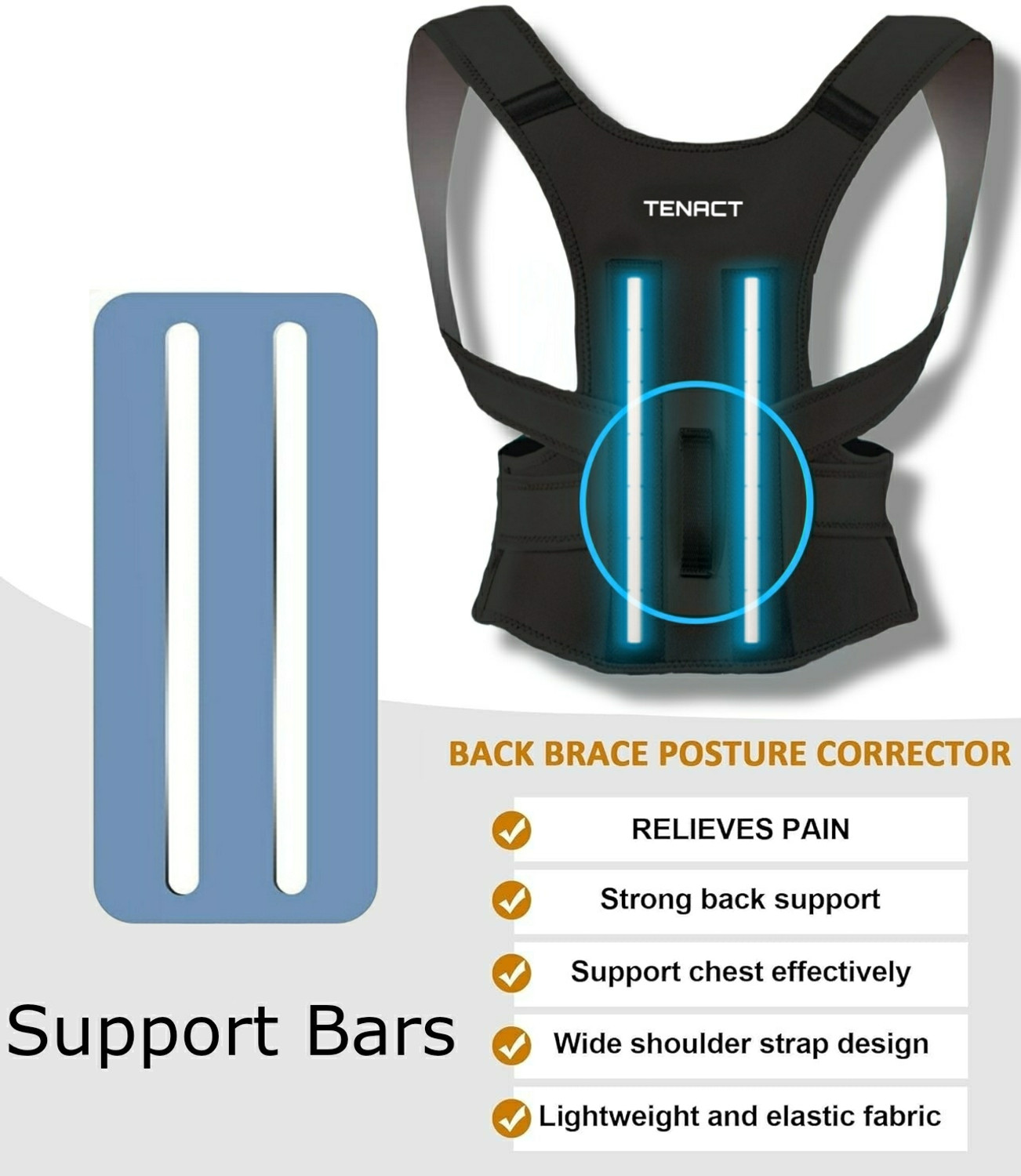 Image of TENACT Premium Shoulder Alignment Posture Corrector Belt for Men & Women Comfort Posture Corrector