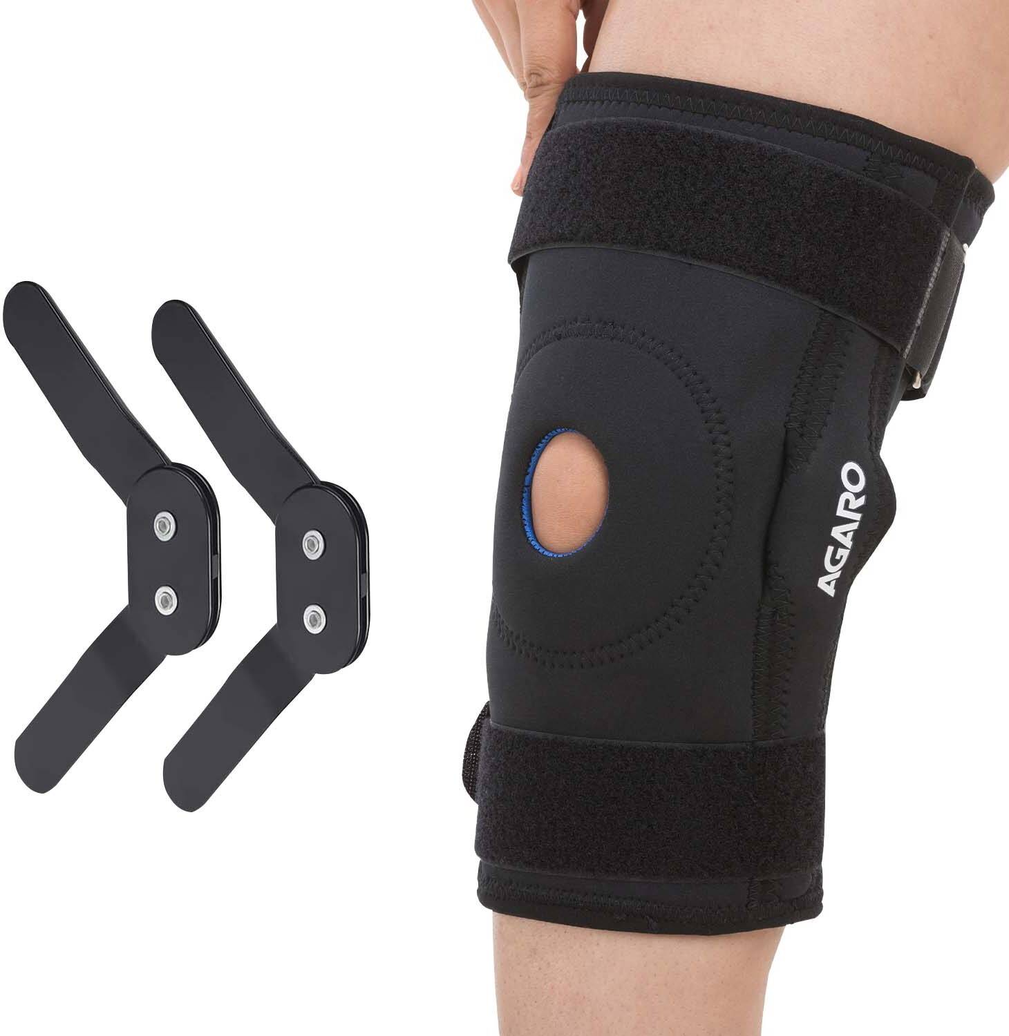 AGARO Knee Wrap Hinged With Open Patella, Small, Black, Knee Support
