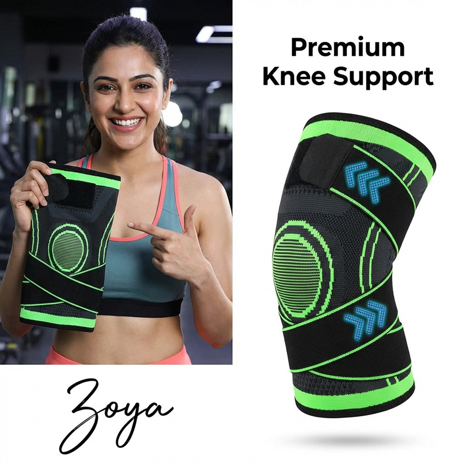 Image of AZORIX 1 Pair Knee Support for Men & Women Sports Knee Cap Dual Strap Pain Relief Knee Support
