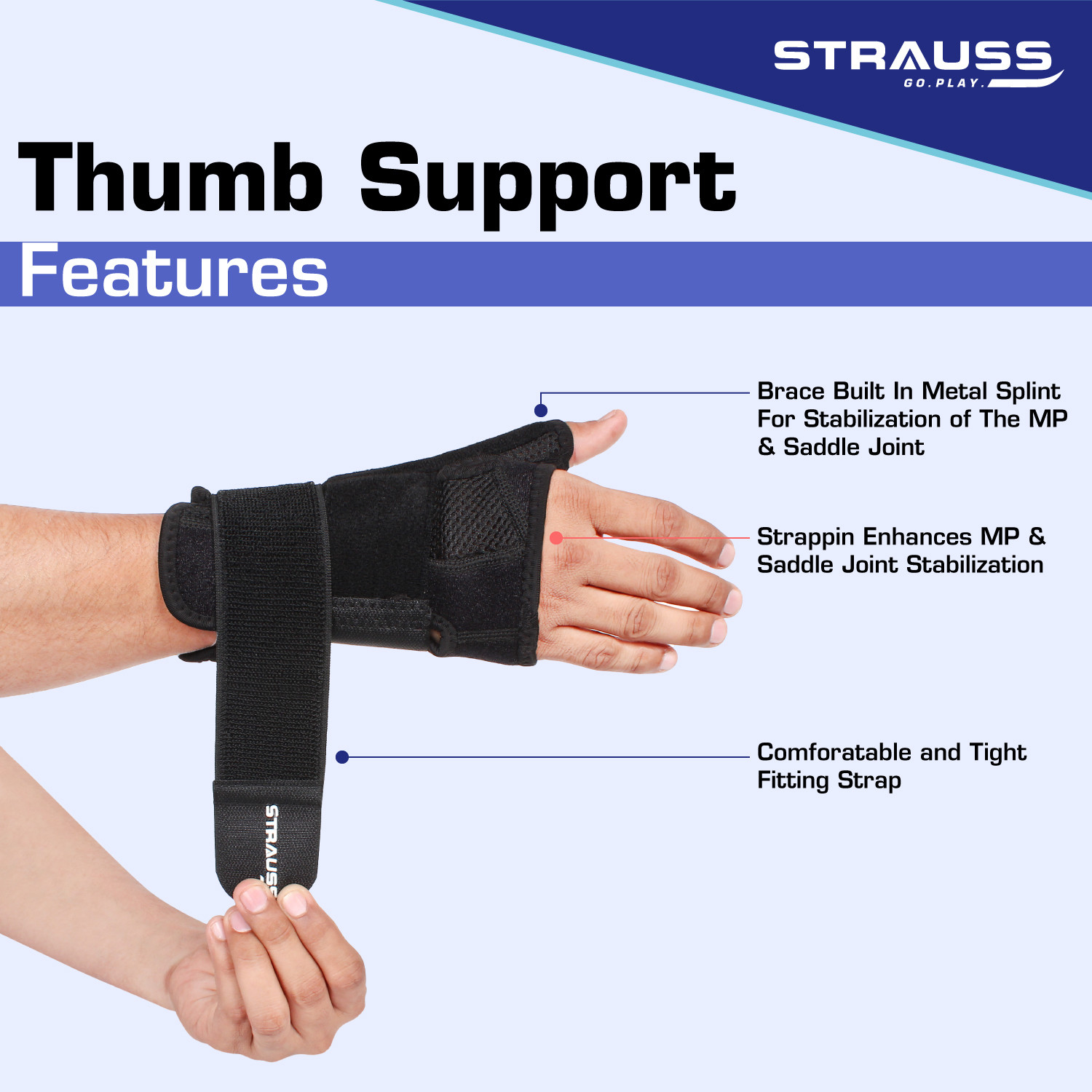 Image of Strauss Thumb Support with Wrist Wrap | Wrist Support | Gym Support Wrist Support