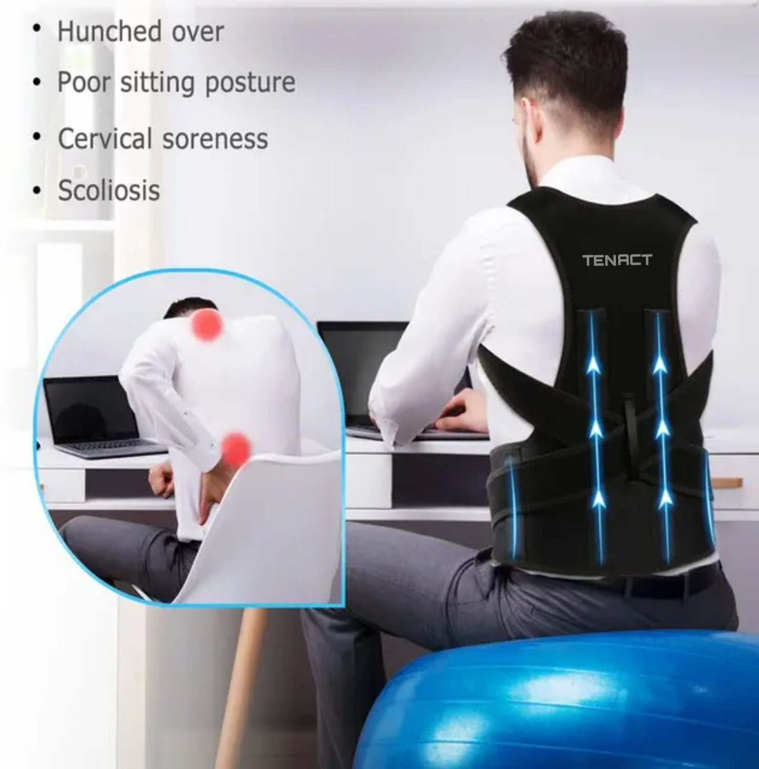 Image of TENACT Posture Corrector Belt for men & women Back Support & Posture Corrector