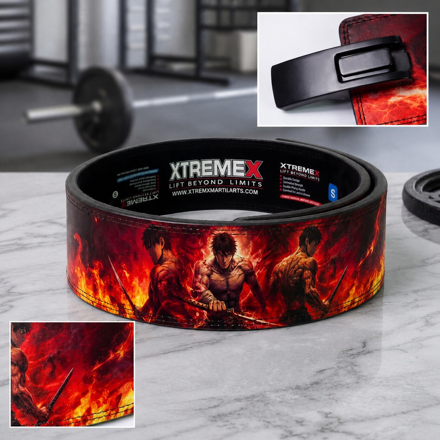 Image of XtremeX 13mm Inferno Blade Powerlifting Lever with Buckle for Men and Women (L) Weight Lifting Belt