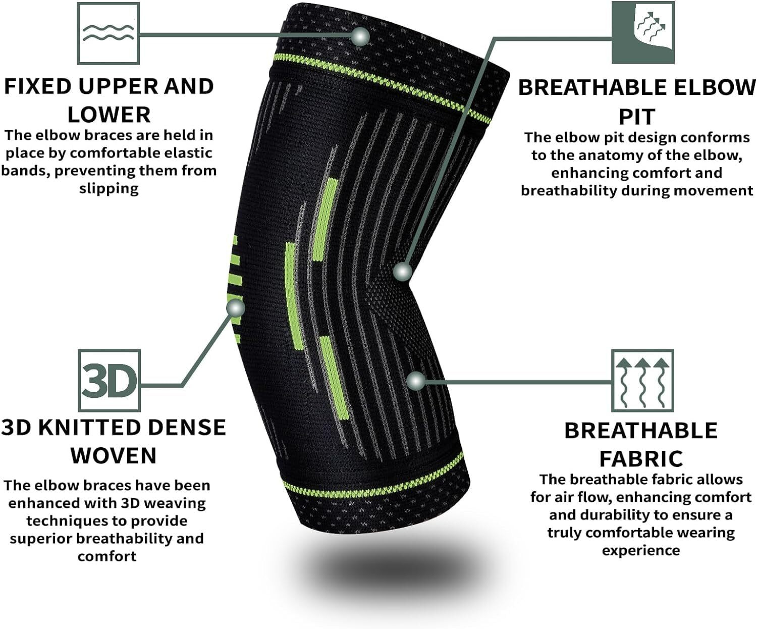 Image of Leosportz Elbow Support for Gym (1 Pc) - Elbow Brace for Men Women Workout Elbow Support