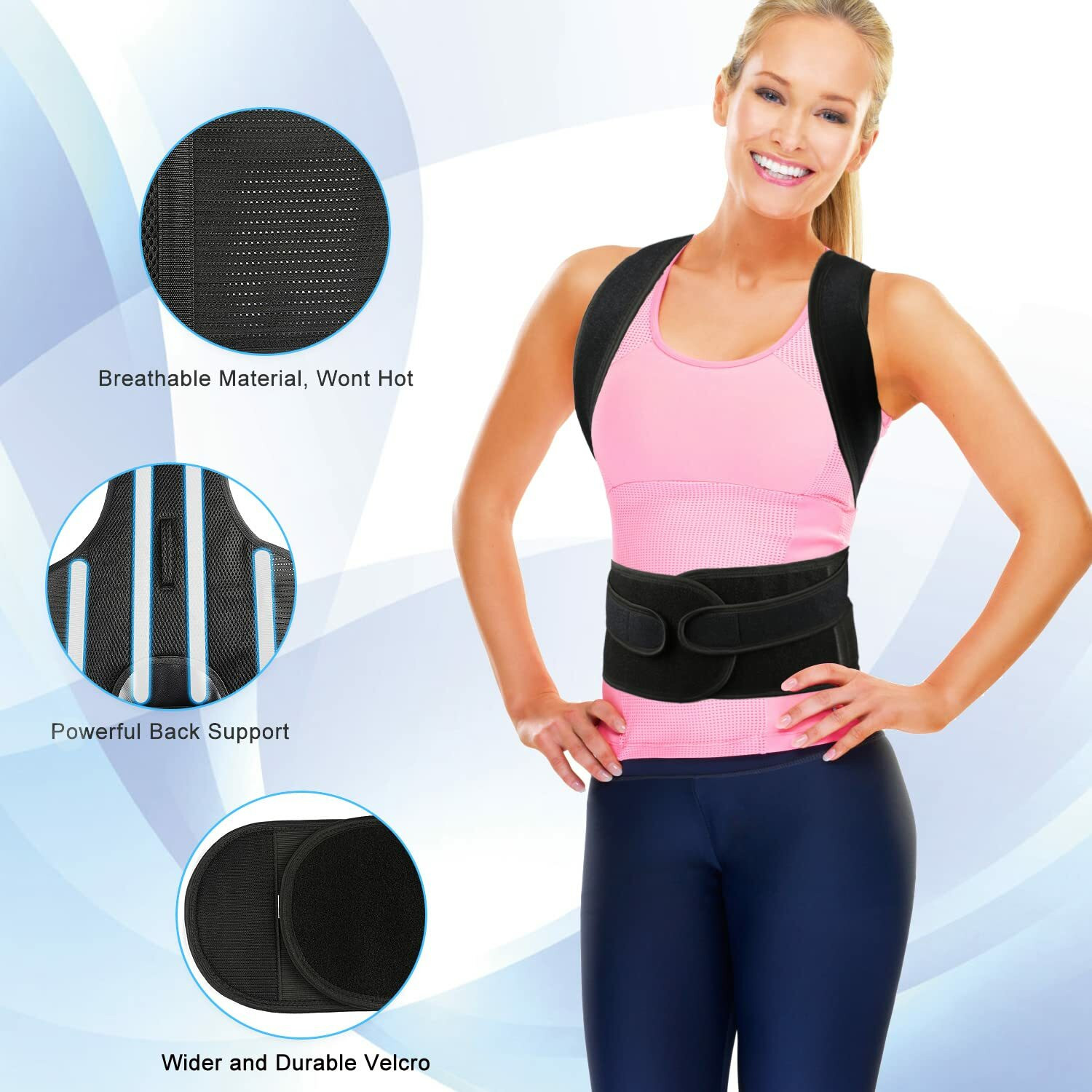 Image of Advit Posture corrector belt for men and women for back pain Dual Long Metallic Plates Posture Corrector