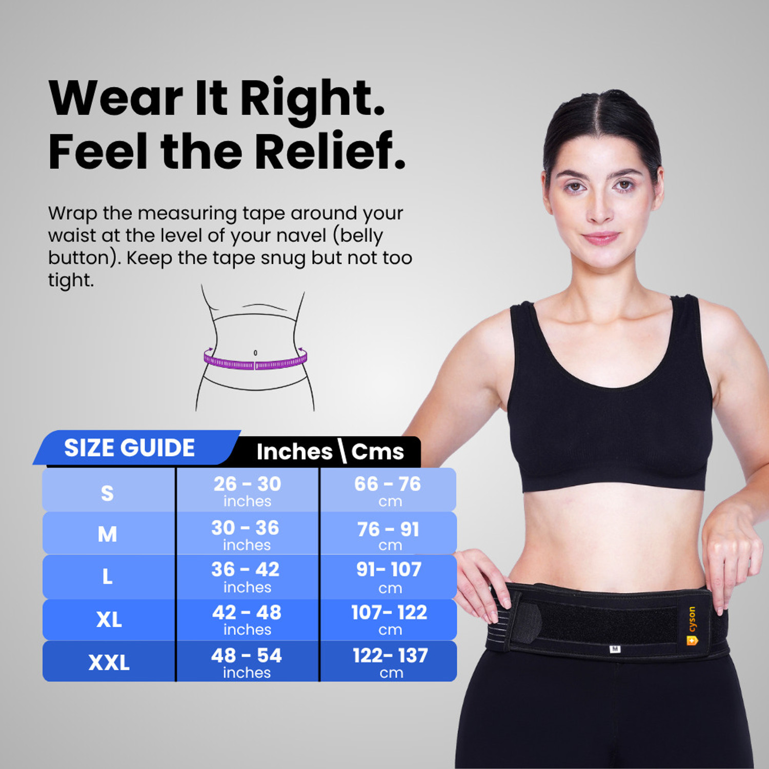 Image of Cyson SI Joint Belt | Lower Back, Sciatica, Pelvic, Hip Pain Brace for Men & Women Back / Lumbar Support