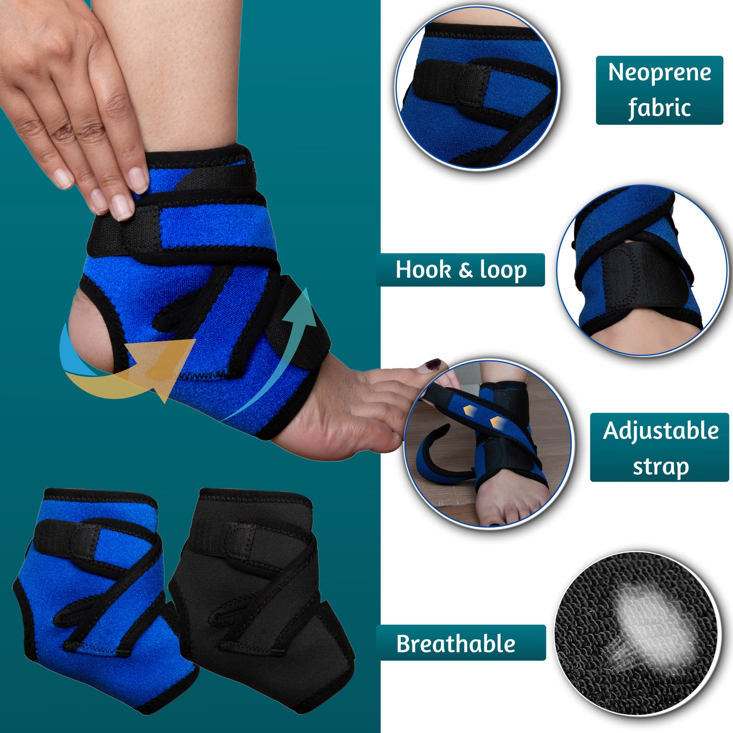Image of Wonder Care Adjustable Ankle Support Brace Strap for Pain Relief Sports Gym Fitness Ankle Support
