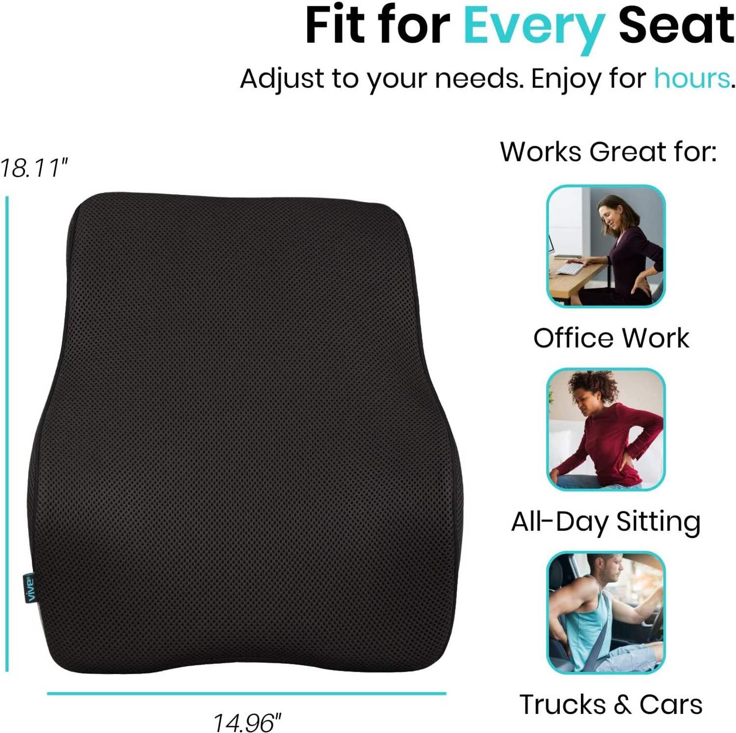 Image of 9villa Long Lumbar Support cushion with air mesh fabric Back / Lumbar Support