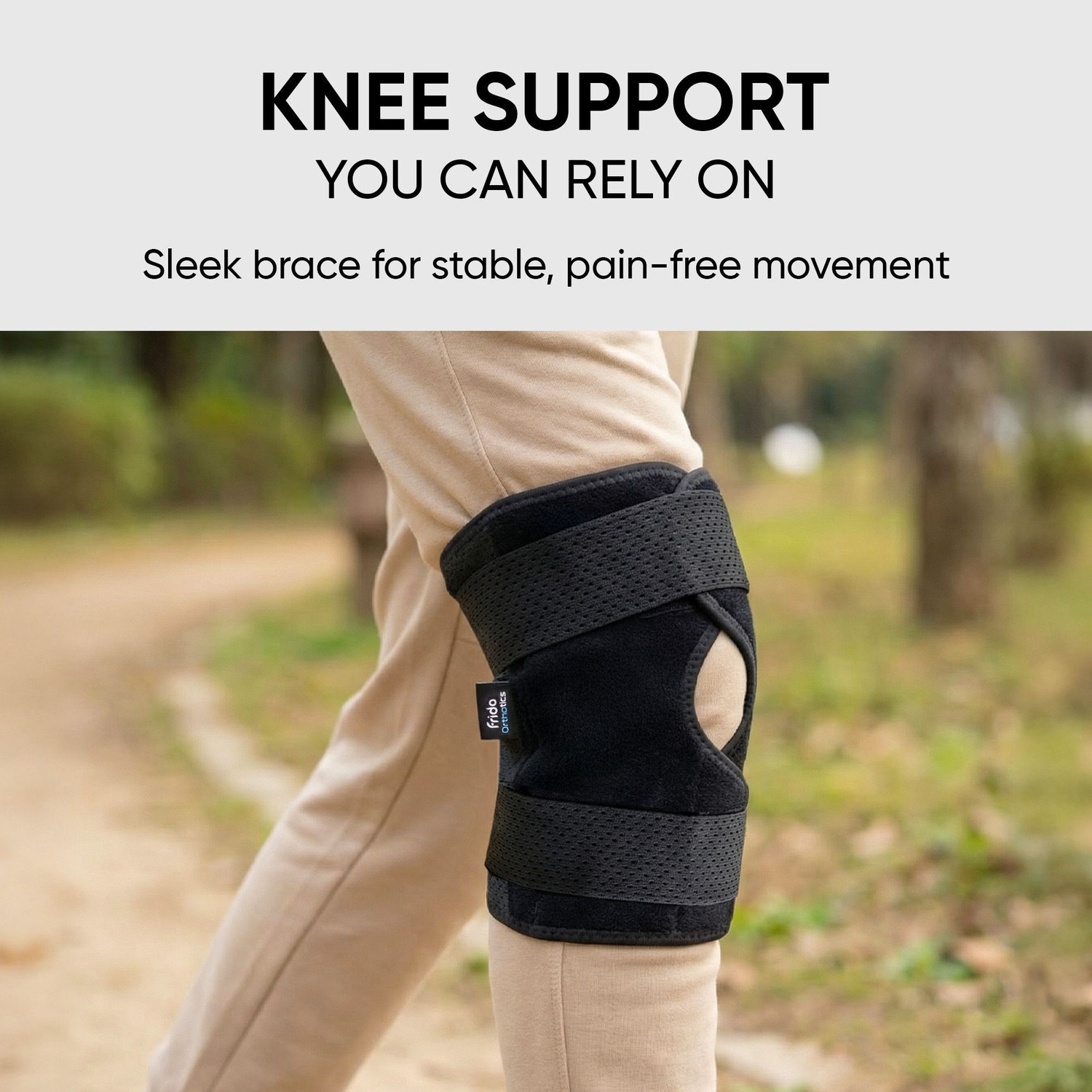 Image of Frido Orthotics Knee Support Wrap | Adjustable Knee Brace with Open Patella | 1 Unit Knee Support