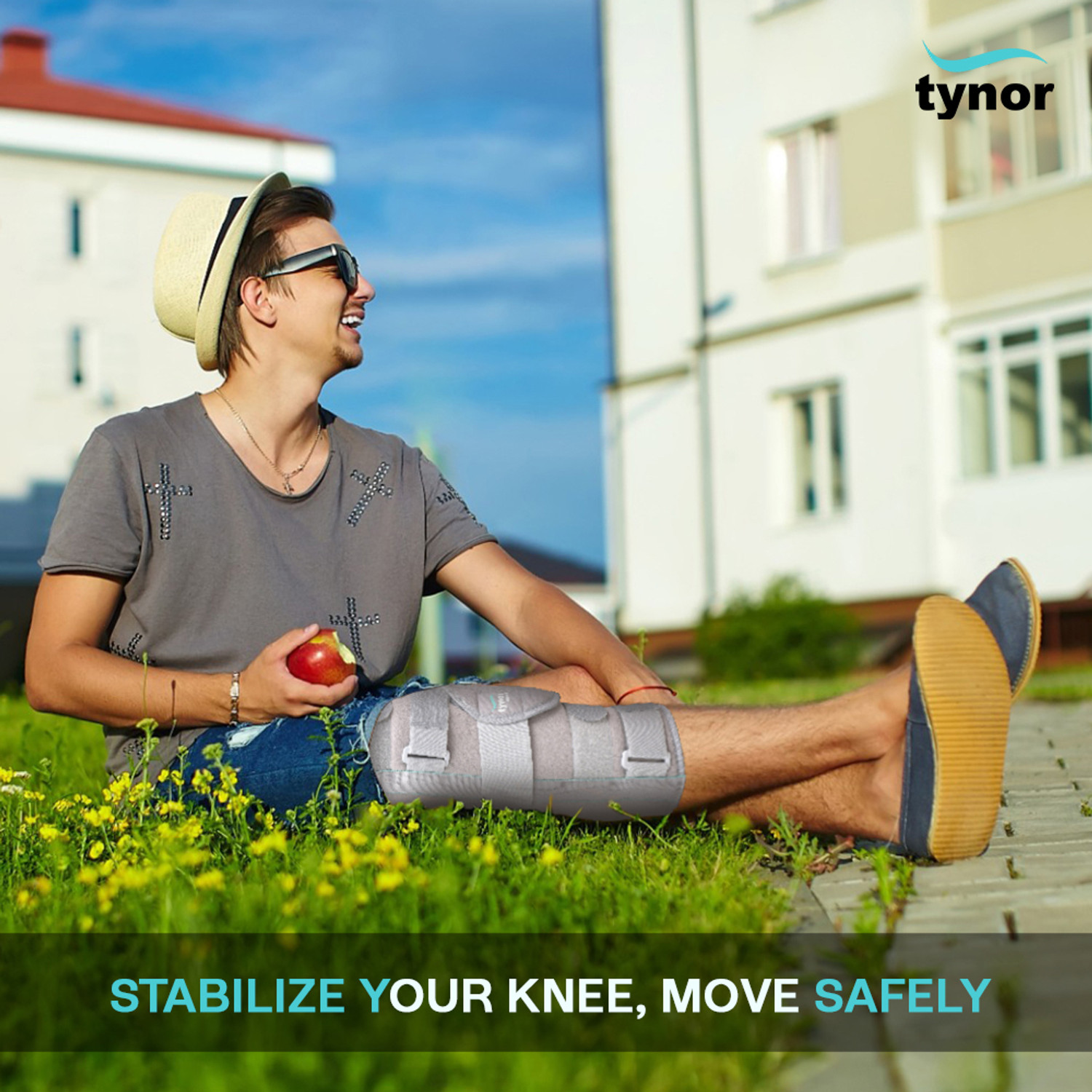 Image of TYNOR Knee Immobiliser 14 inch /36cm, Green, XL, 1 Unit Knee Support
