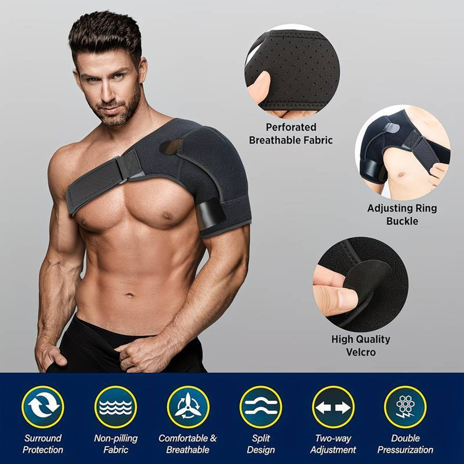Image of Xfinity Fitness Neoprene Compression Shoulder Support Brace with Adjustable Strap Pain Relief Shoulder Support