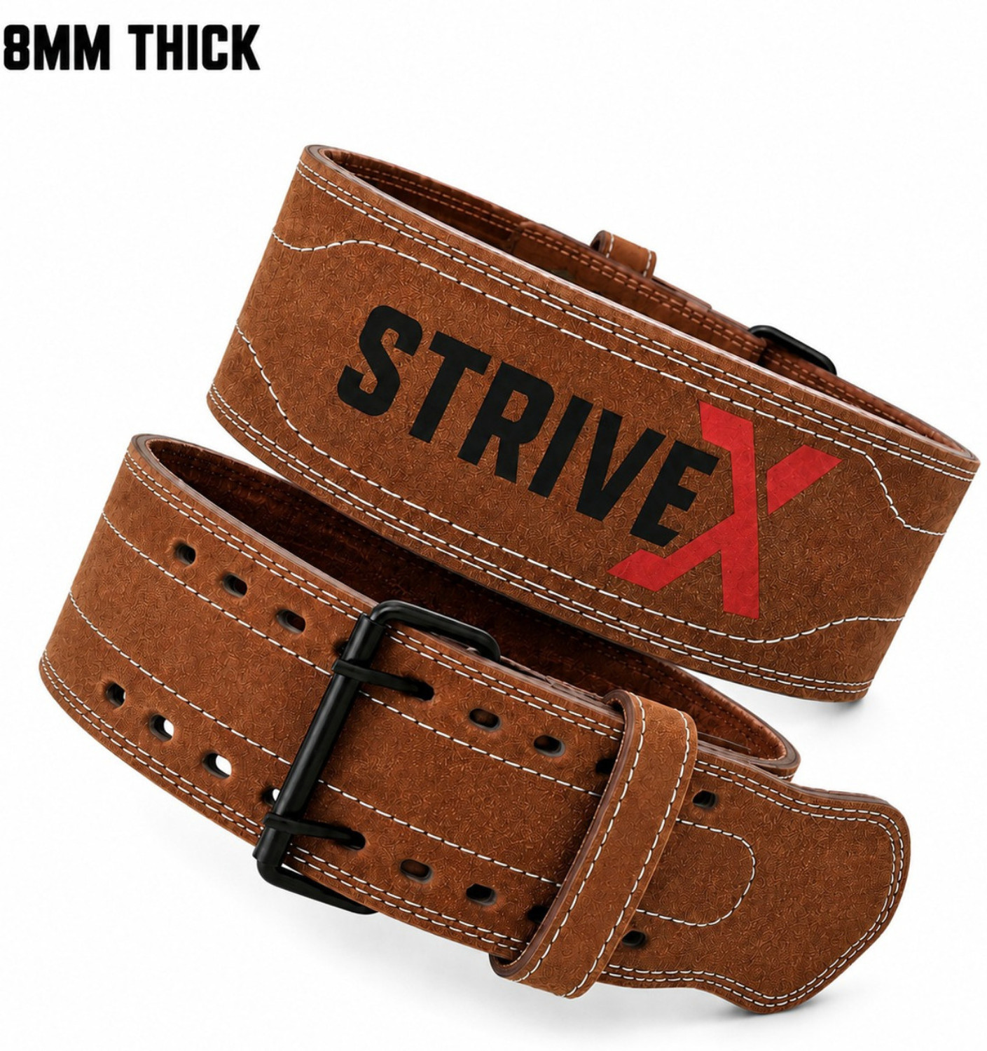 Image of Strivex 8MM Thick Genuine Leather 4 inch Inch Durable Lower Weight Lifting Belt Weight Lifting Belt