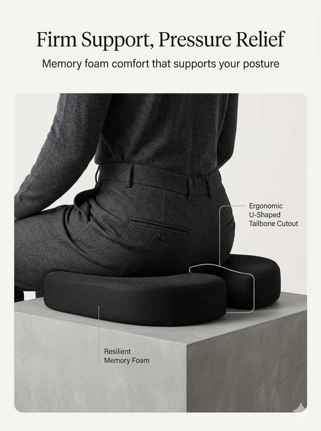 Image of COO RIZZ Nap time Anytime Orthopedic Coccyx Seat Cushion for Tailbone Pain Back / Lumbar Support