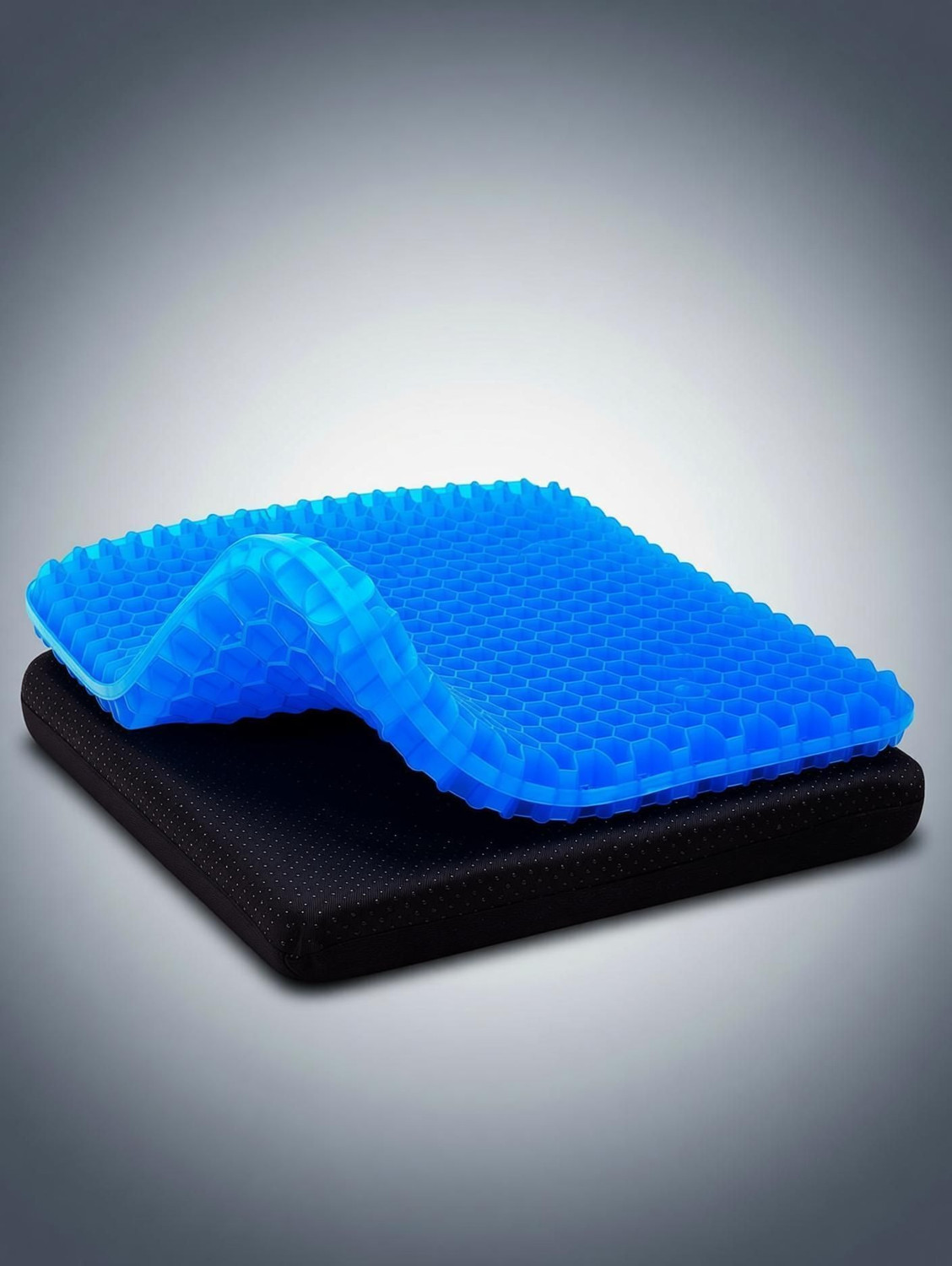 Image of VISHIXIT Gel Seat Double Thick with Non-Slip Cover, Breathable Honeycomb Gel Cushion Back / Lumbar Support