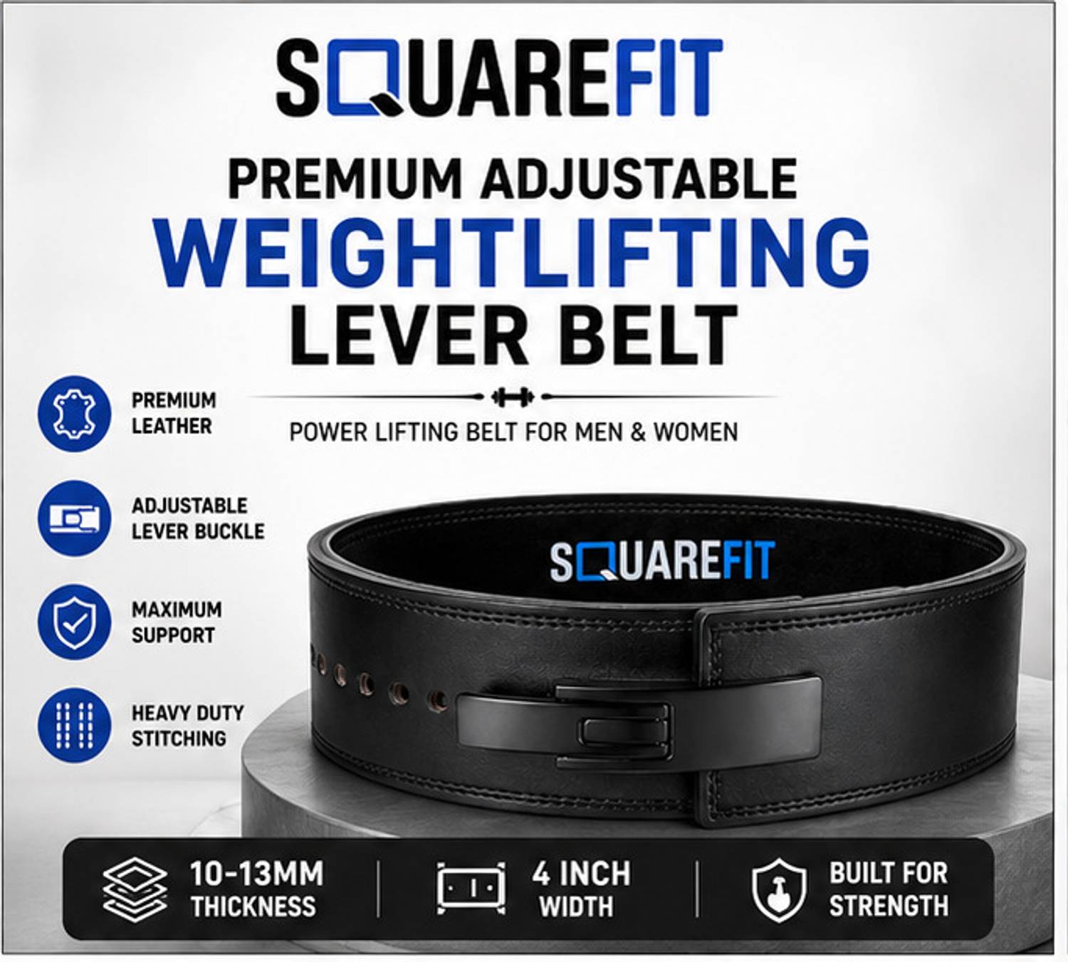 squarefit Premium Adjustable Weightlifting Lever Belt - Image 5