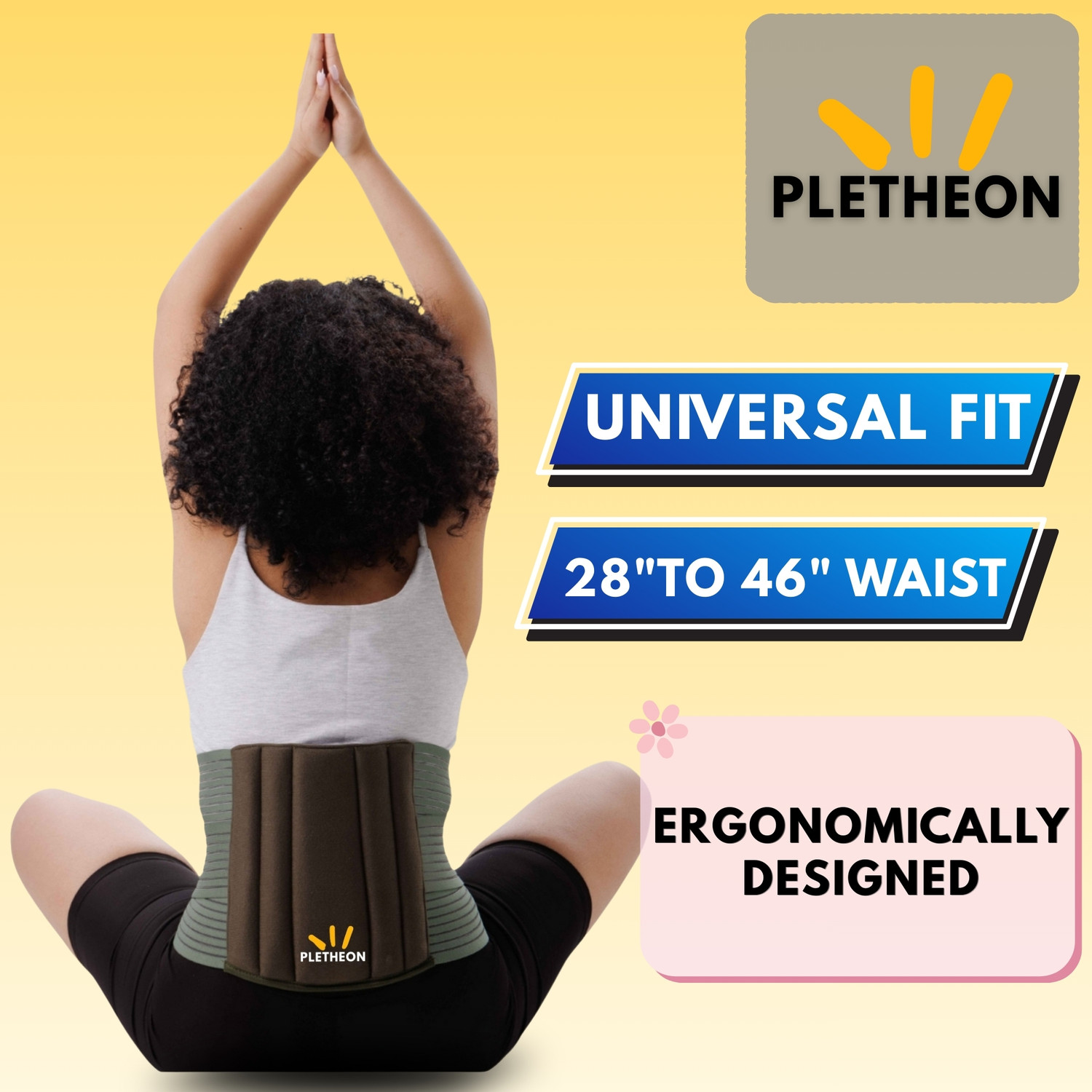 Image of PLETHEON Lumbar Sacral Support Belt back pain relief for Men & Women Back / Lumbar Support