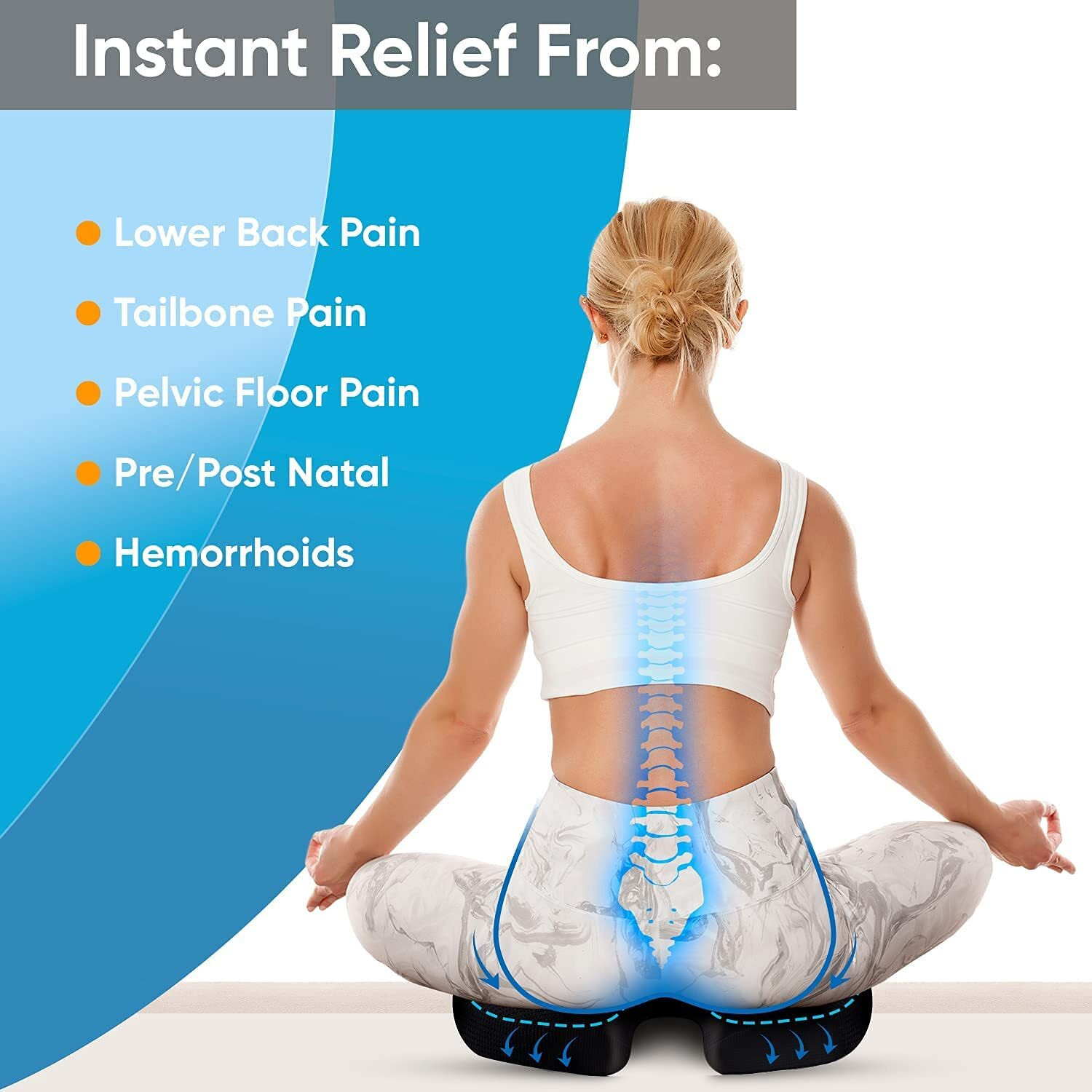 Image of POSTURO Coccyx Cushion for Tailbone & Lower Back Pain Relief Lumbar Support for Sitting Back / Lumbar Support