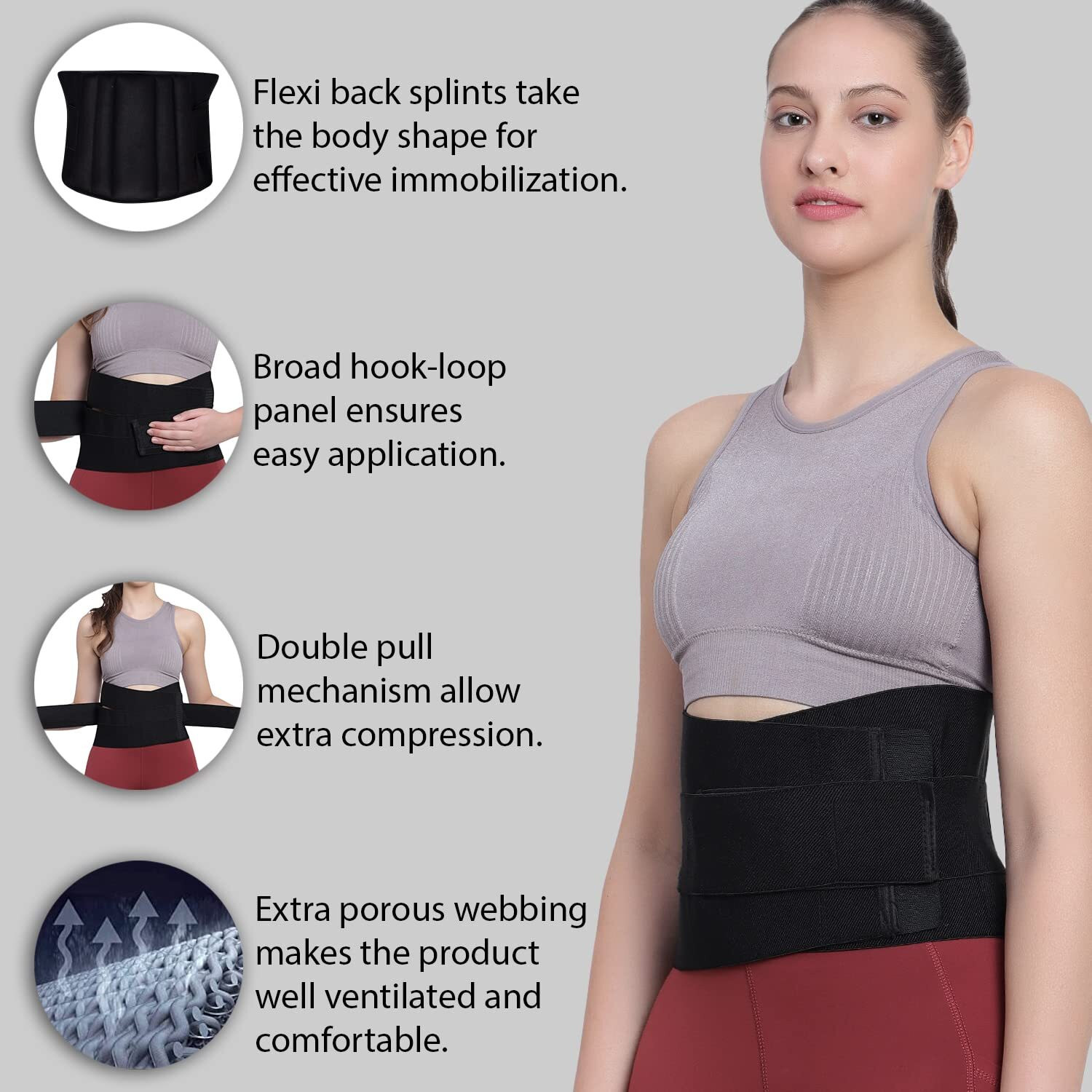 Image of Orthonexa LS Lumbar Support Belt for Back Pain Relief | Adjustable Waist Support Slip Disc Back / Lumbar Support