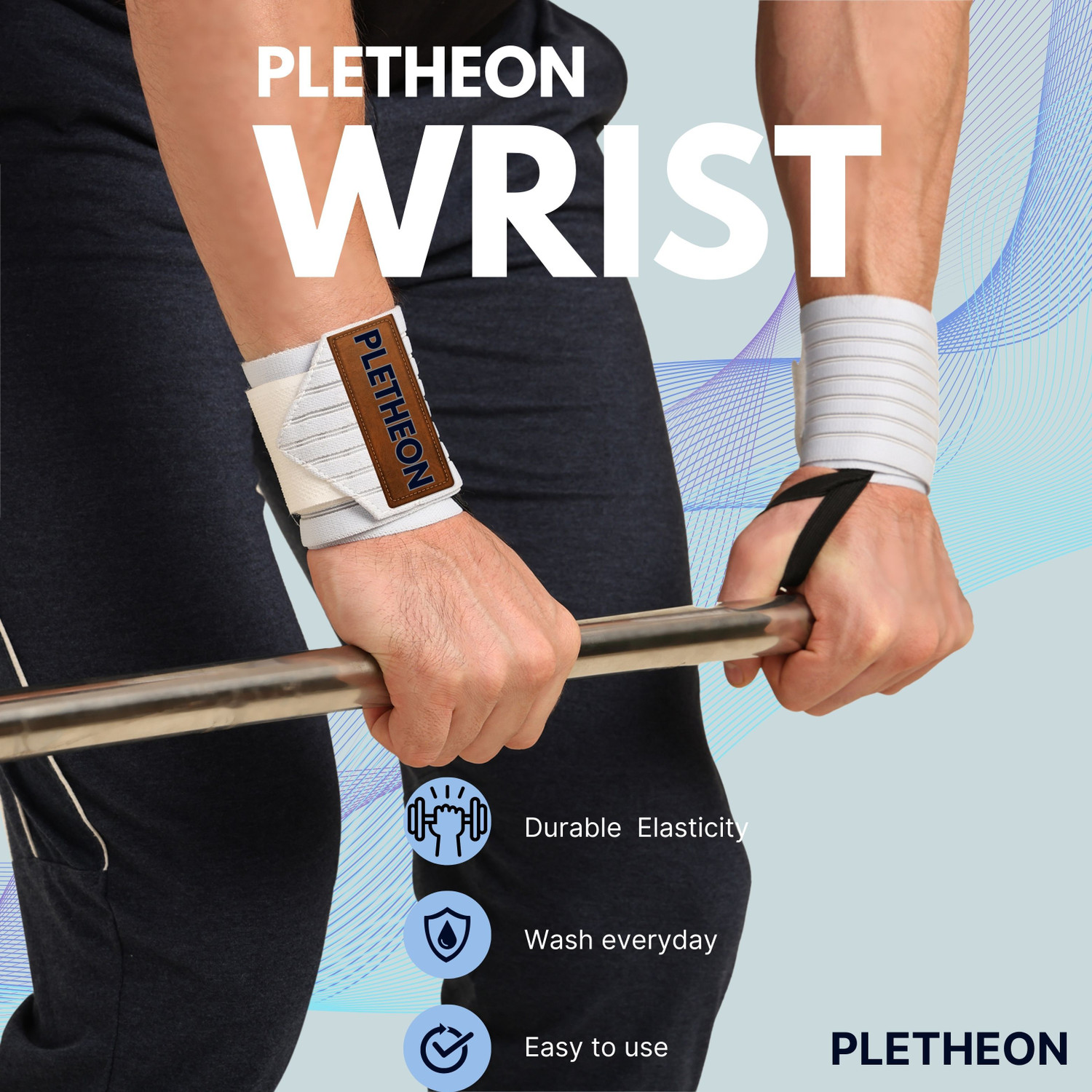 Image of PLETHEON Wrist Wraps with Thumb Loop for Gym | Compression Support for Weightlifting Wrist Support