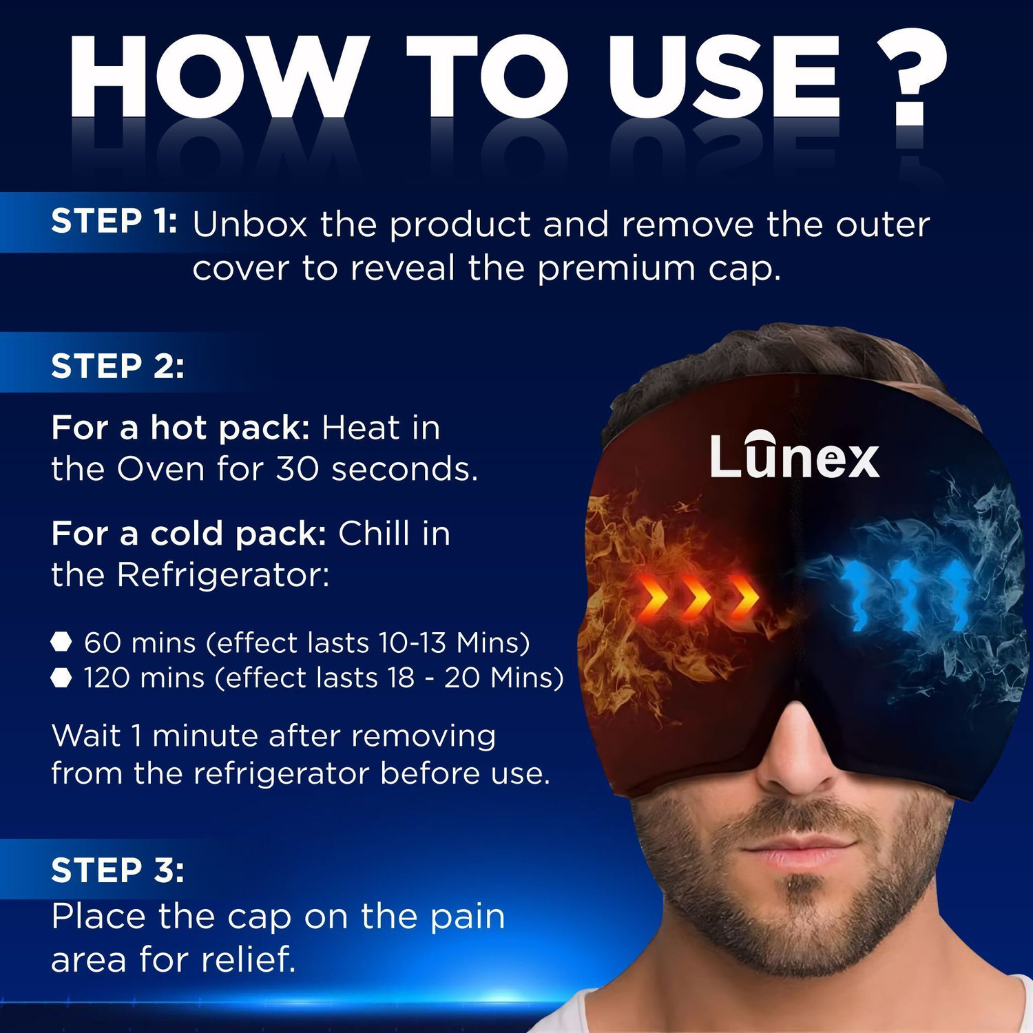 Image of Lunex Premium Migraine Relief Cap-Migraine Relief & Headache Relief cap|Head Support Head Support