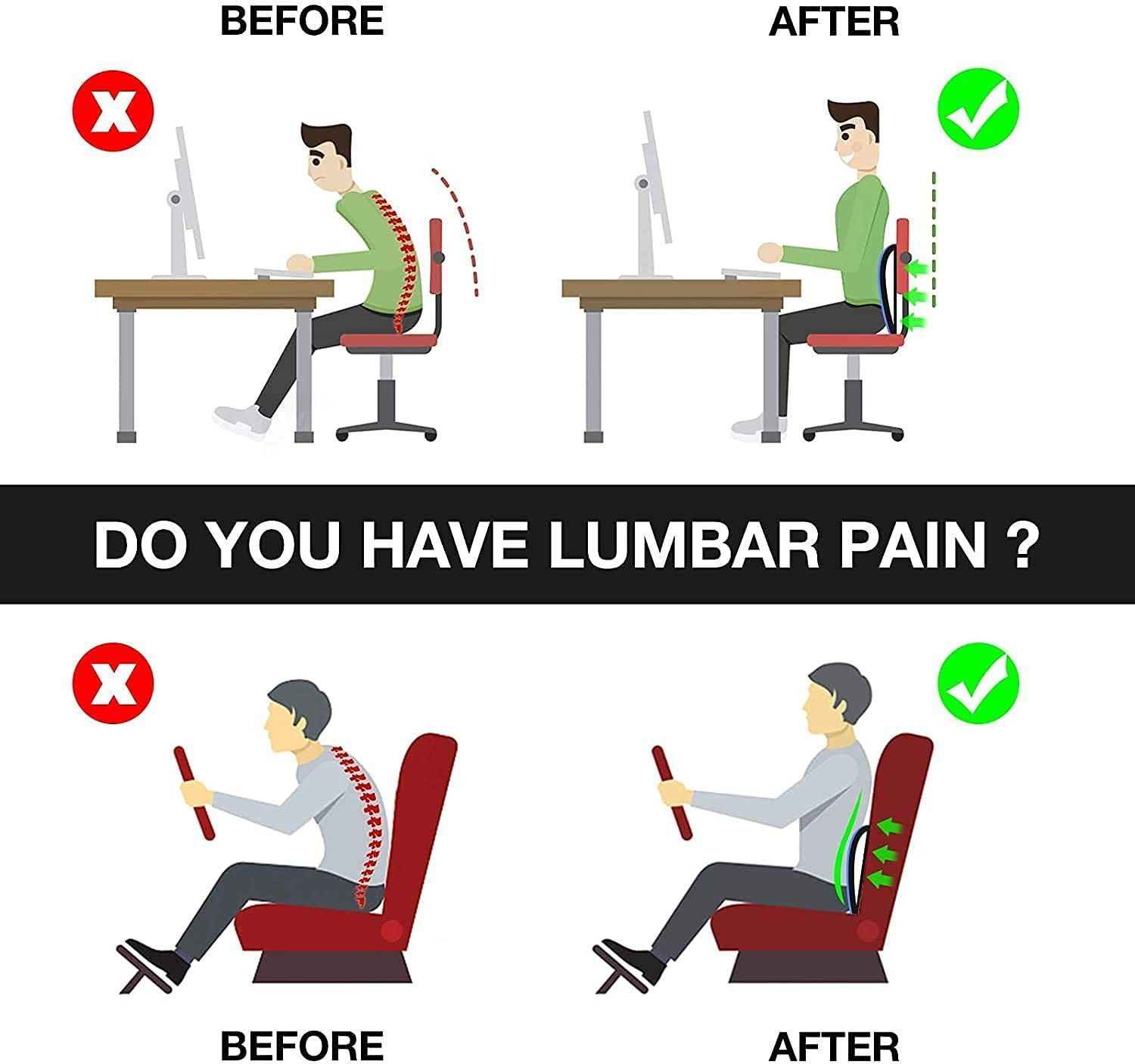 Image of Gooloogong Back Pain Relief Lumbar Region Support Back Support Back & Abdomen Support df172 Balance Step