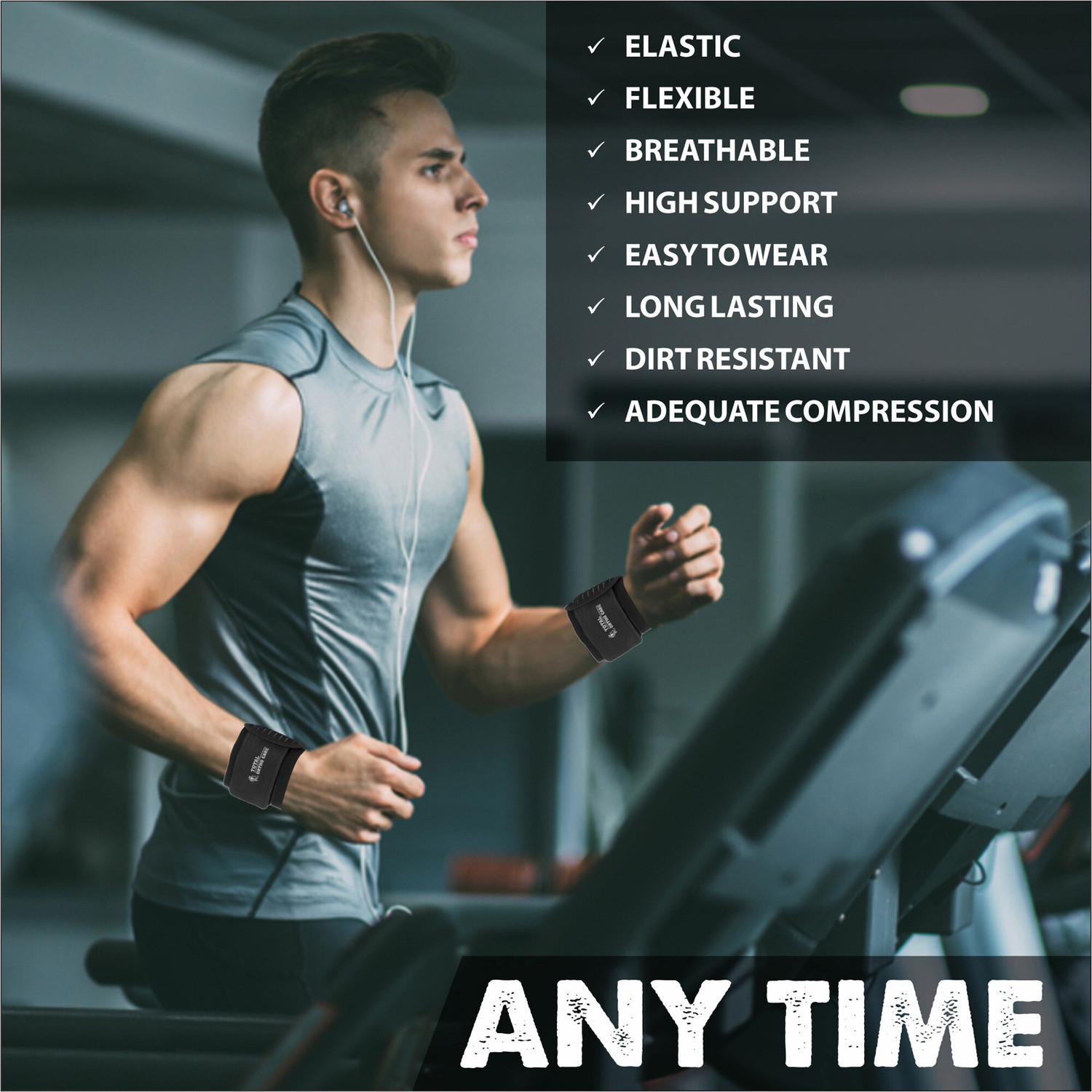 Image of Total Ortho Care Wrist Band Sports for Gym Exercise, Fitness Wrist band for Men, Women, ONE PAIR Wrist Support