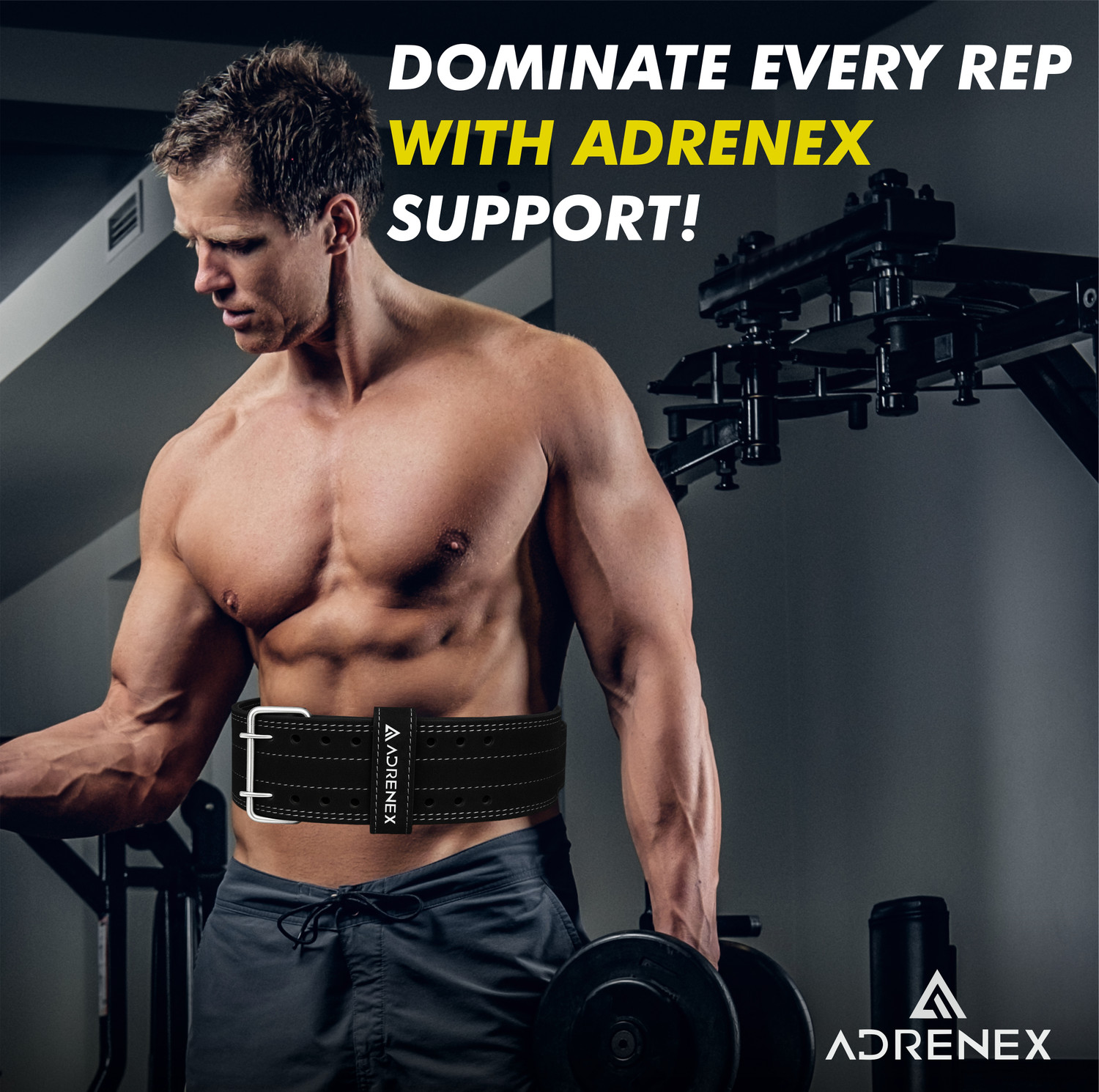 Image of Adrenex Pro Weight Lifting Belt Genuine Leather 4 inch Inch Durable Comfortable Lower Weight Lifting Belt