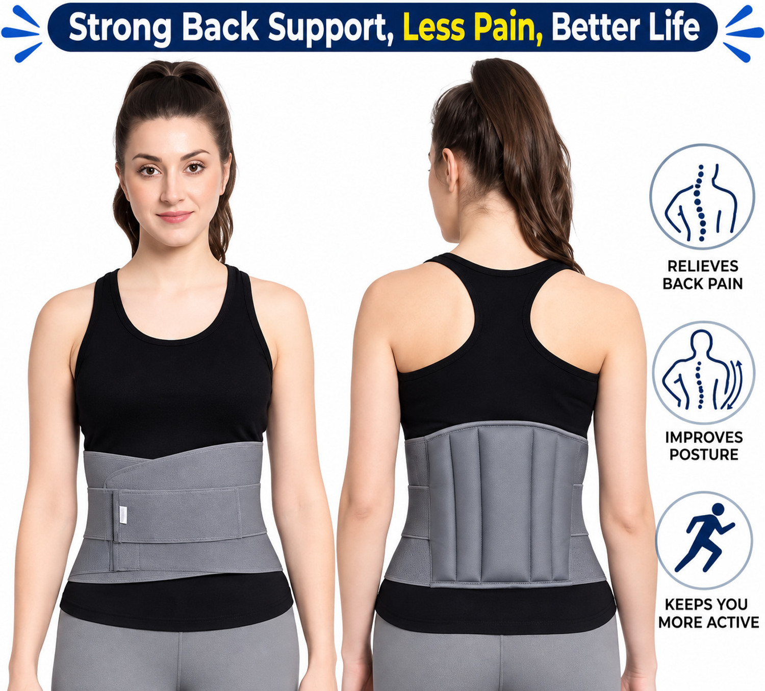 Image of MoveWell Orthopedic Lumbar Sacral Belt for Men & Women, Lower Back Support Belt ,Lumbar Support Belt Back / Lumbar Support