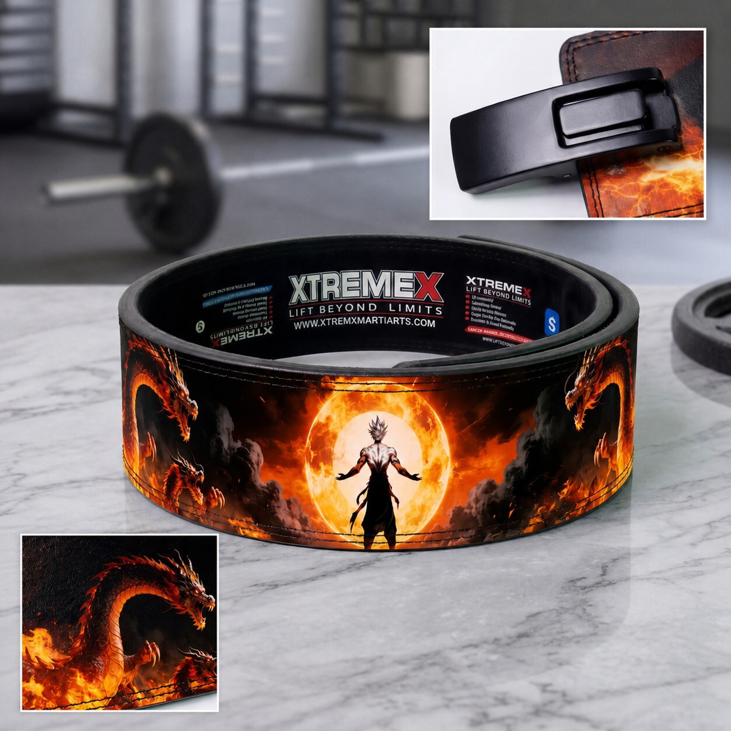 Image of XtremeX 13mm Solar Dragon Powerlifting Lever with Buckle for Men and Women (S) Weight Lifting Belt