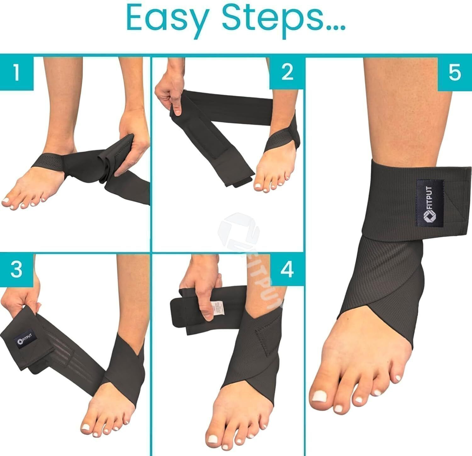 Image of FITPUT Ankle Support Wrap - Cotton Brace,Free Size for Men & Women (One Size, 2 Piece) Ankle Support