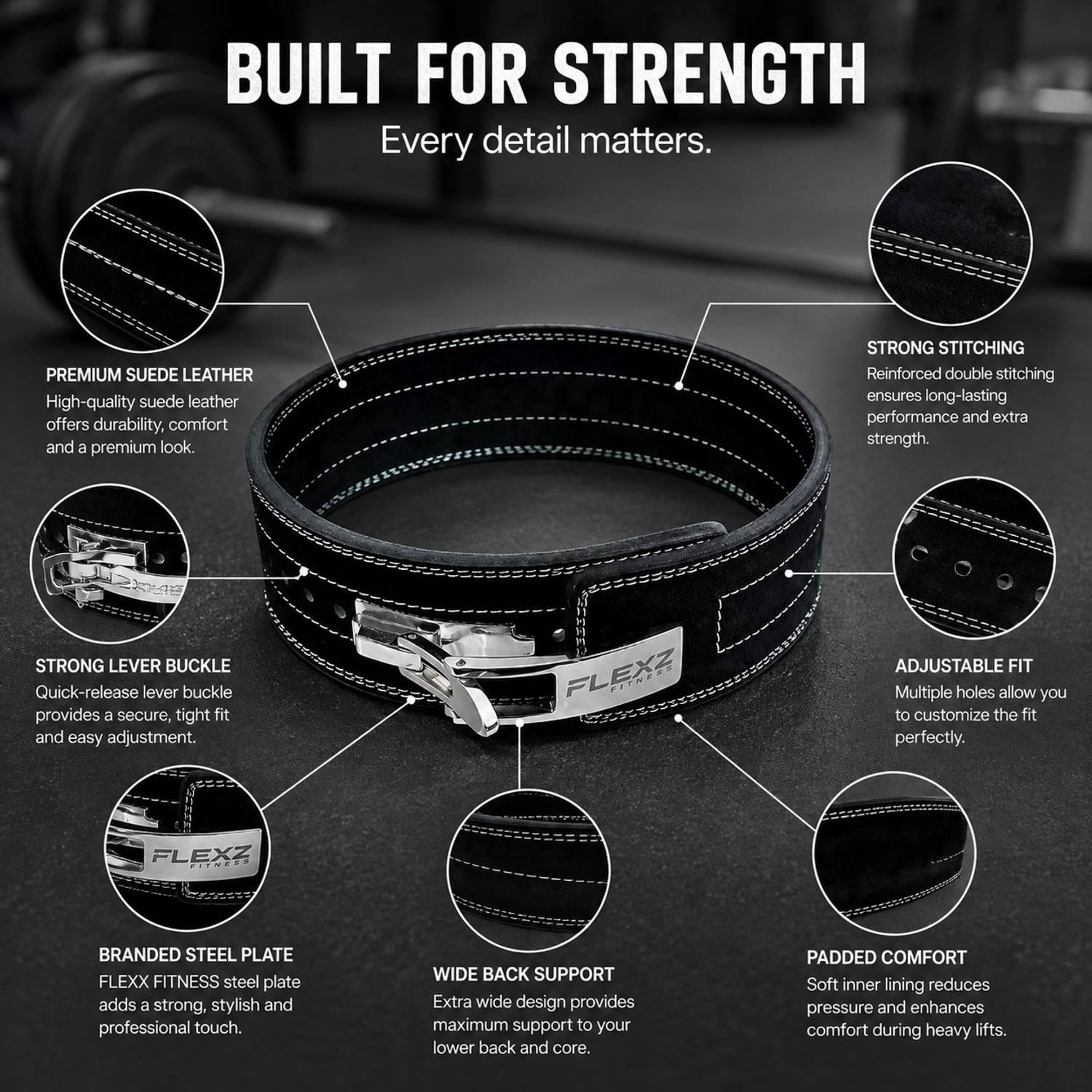 IZFitness Leather Weight Lifting Gym Belt - Image 2