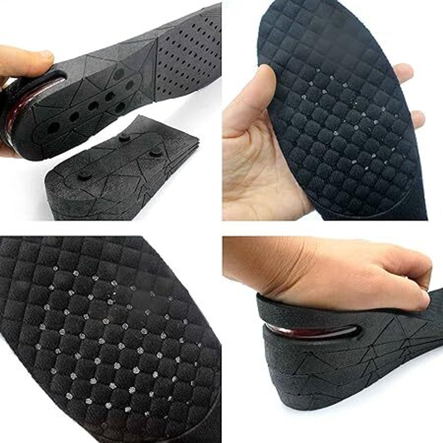 Image of MEBISO M-4 Layers (3.5 Inch) Height Increasing Shoes Insoles-For Men And Women-1 Pair Insole (Black)