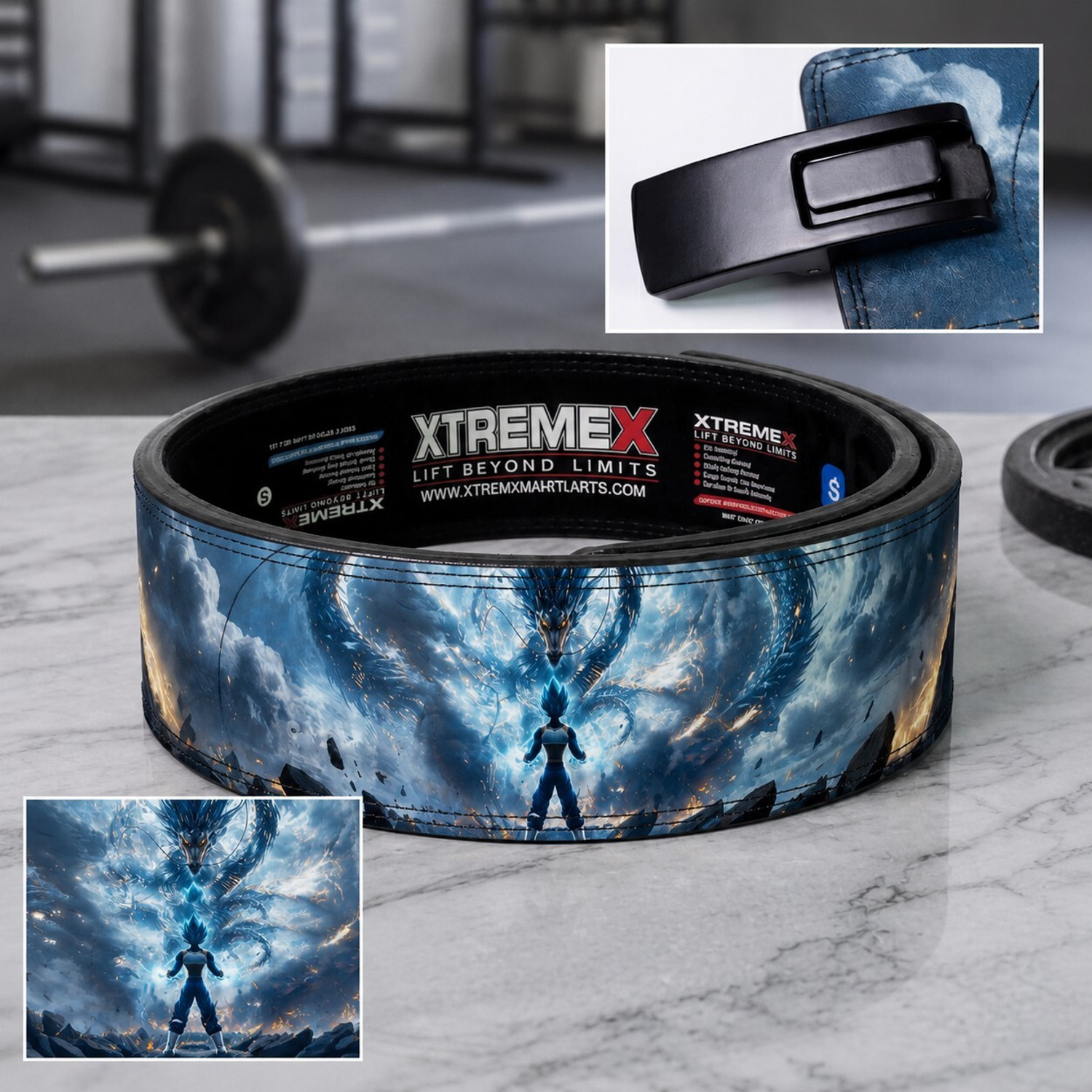 Image of XtremeX 13mm Storm Dragon Powerlifting Lever with Buckle for Men and Women (M) Weight Lifting Belt