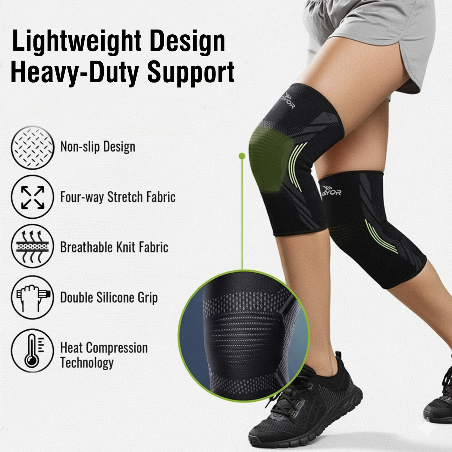 Image of MAYOR Knee Support for Men & Women | Pain Relief & Comfort for Gym, Running & Yoga Knee Support