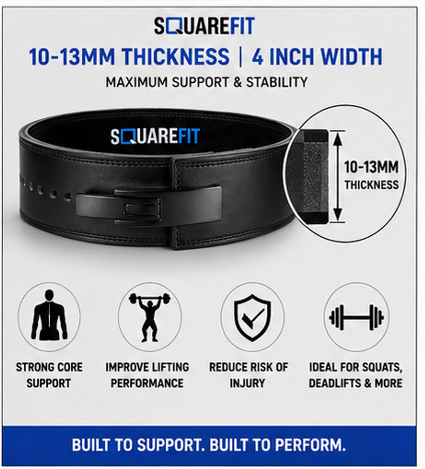 squarefit Premium Adjustable Weightlifting Lever Belt - Image 2
