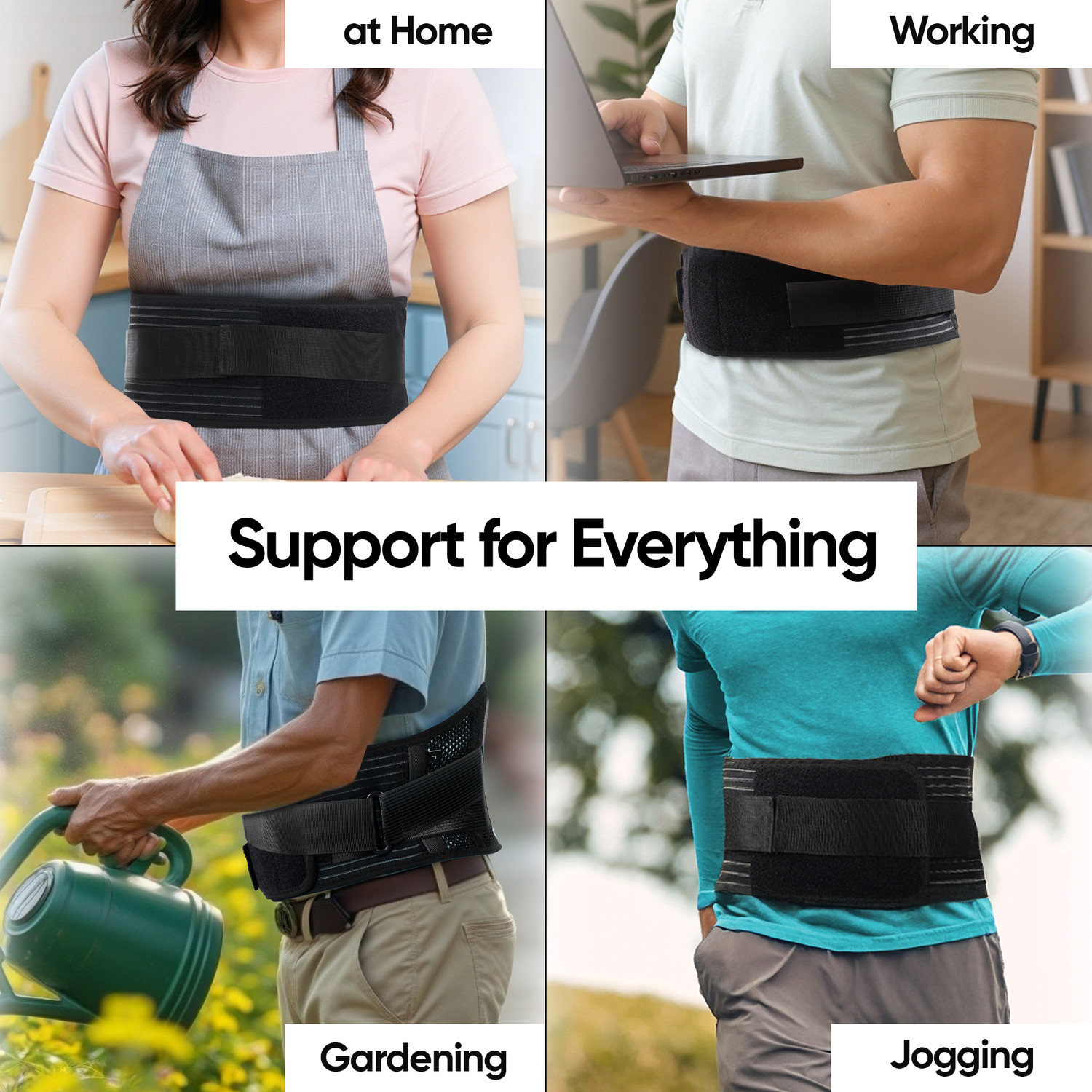 Image of Frido Lumbo Sacral Belt For Women & Men | Waist Belt For Back Pain Relief (S), Black Back / Lumbar Support