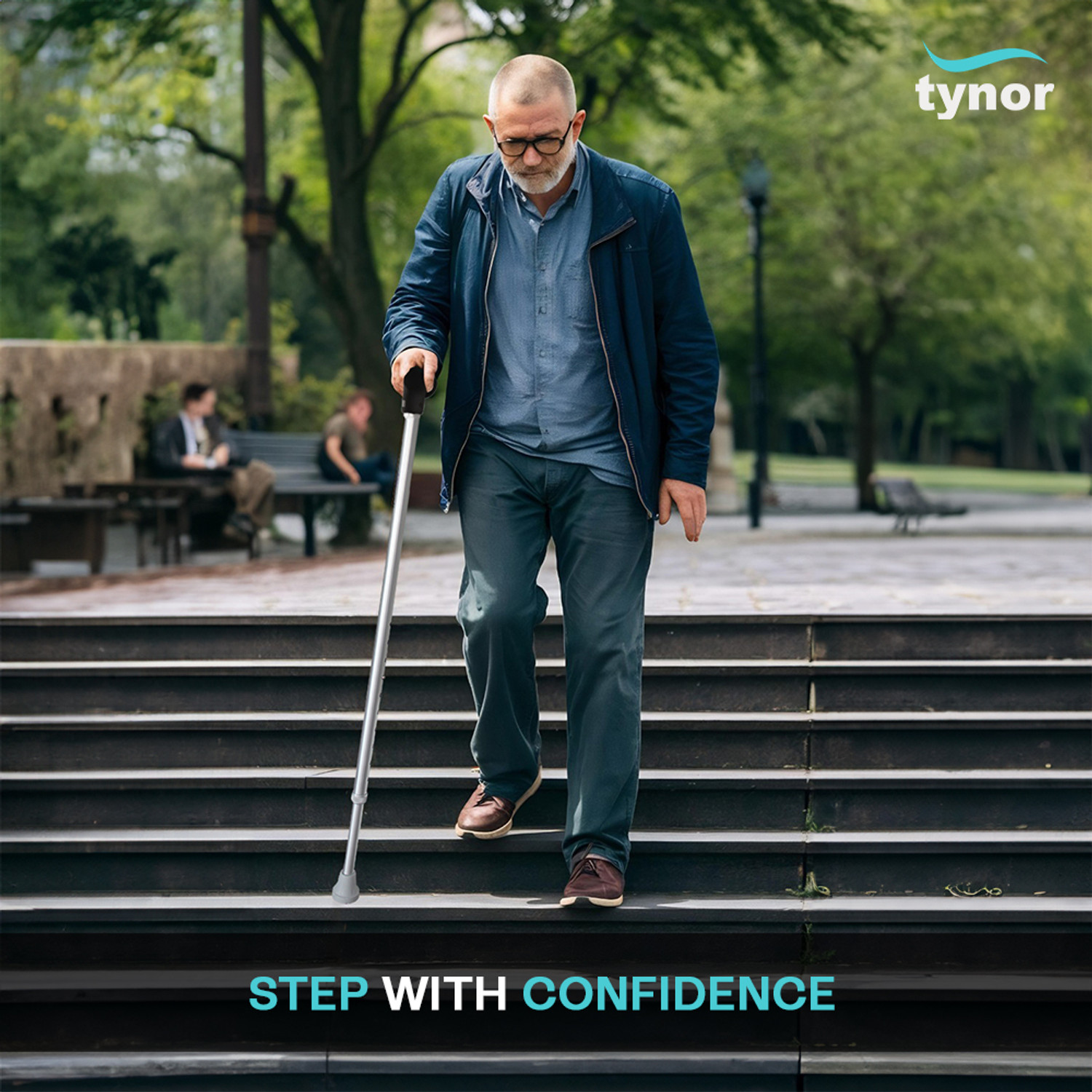 Image of TYNOR Walking Stick L type, Golden, Universal Size, 1 Unit Gymnastic Stick - 243.84 cm