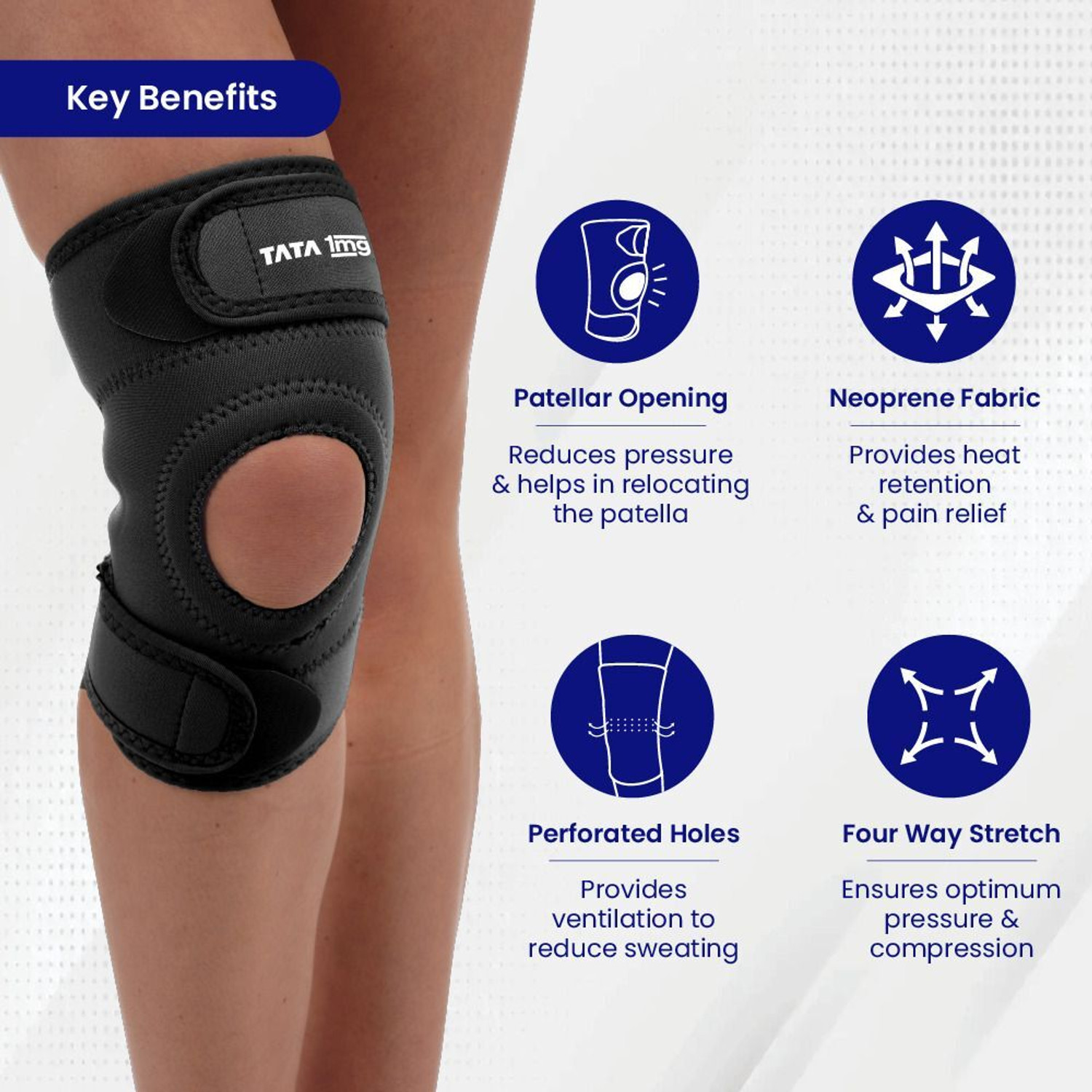 Image of TATA 1mg Knee Support Sportif (Neoprene)-XL Knee Support