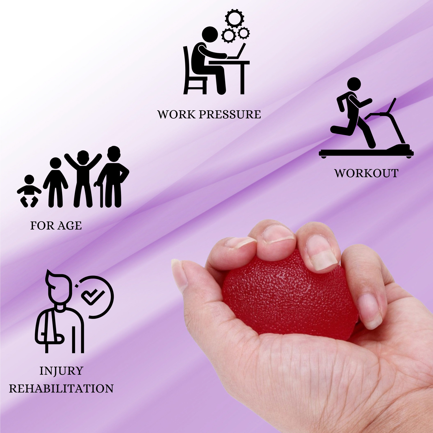 Image of Wonder Care Hand Grip Stress Relief Ball for Exercise Therapy & Finger Strength Trainer Finger Support