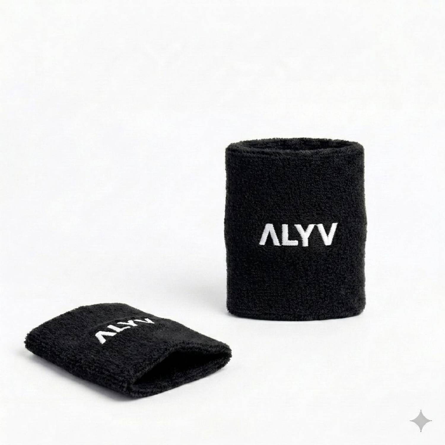 alyv Sports Wrist Sweatband for Men & Women (Black, Pack of 2) Hand Support