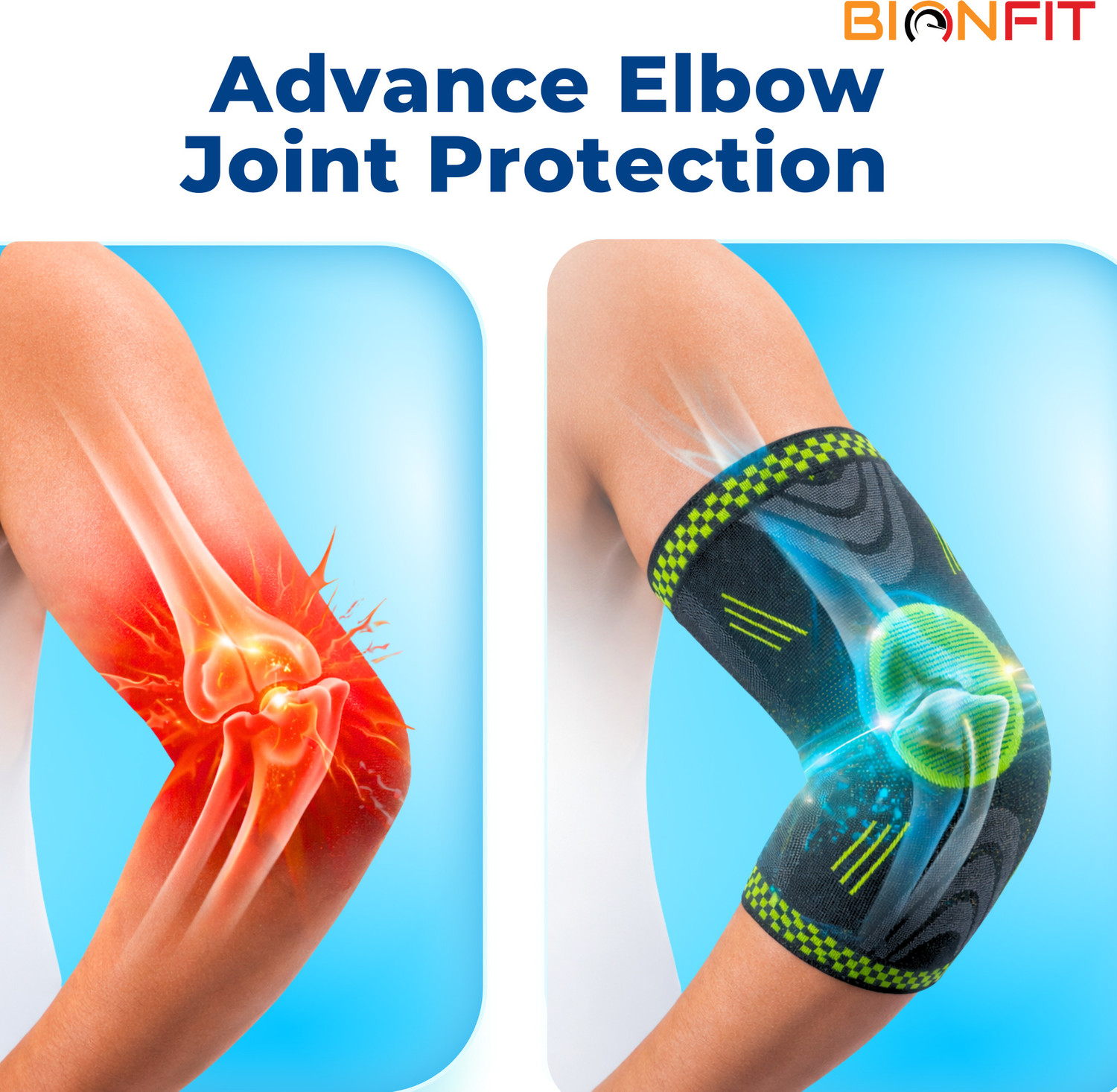 Image of BIONFIT Elbow Support Sleeve for Men & Woman Pain Relief, Tennis Elbow, Gym & Sports Elbow Support