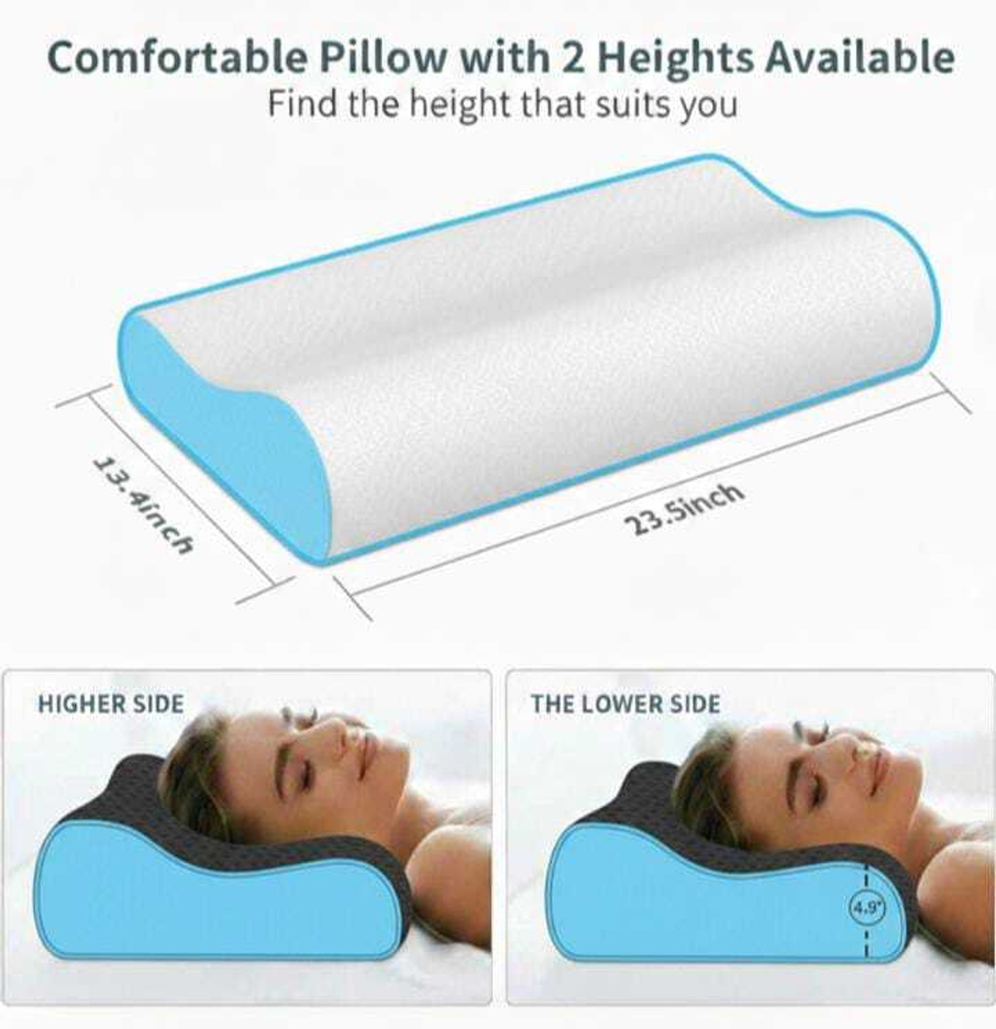 Image of Kartona Orthopaedic Cervical Pillow - Ergonomic Pillow to Relieve Pain Cervical Pillow (Blue)