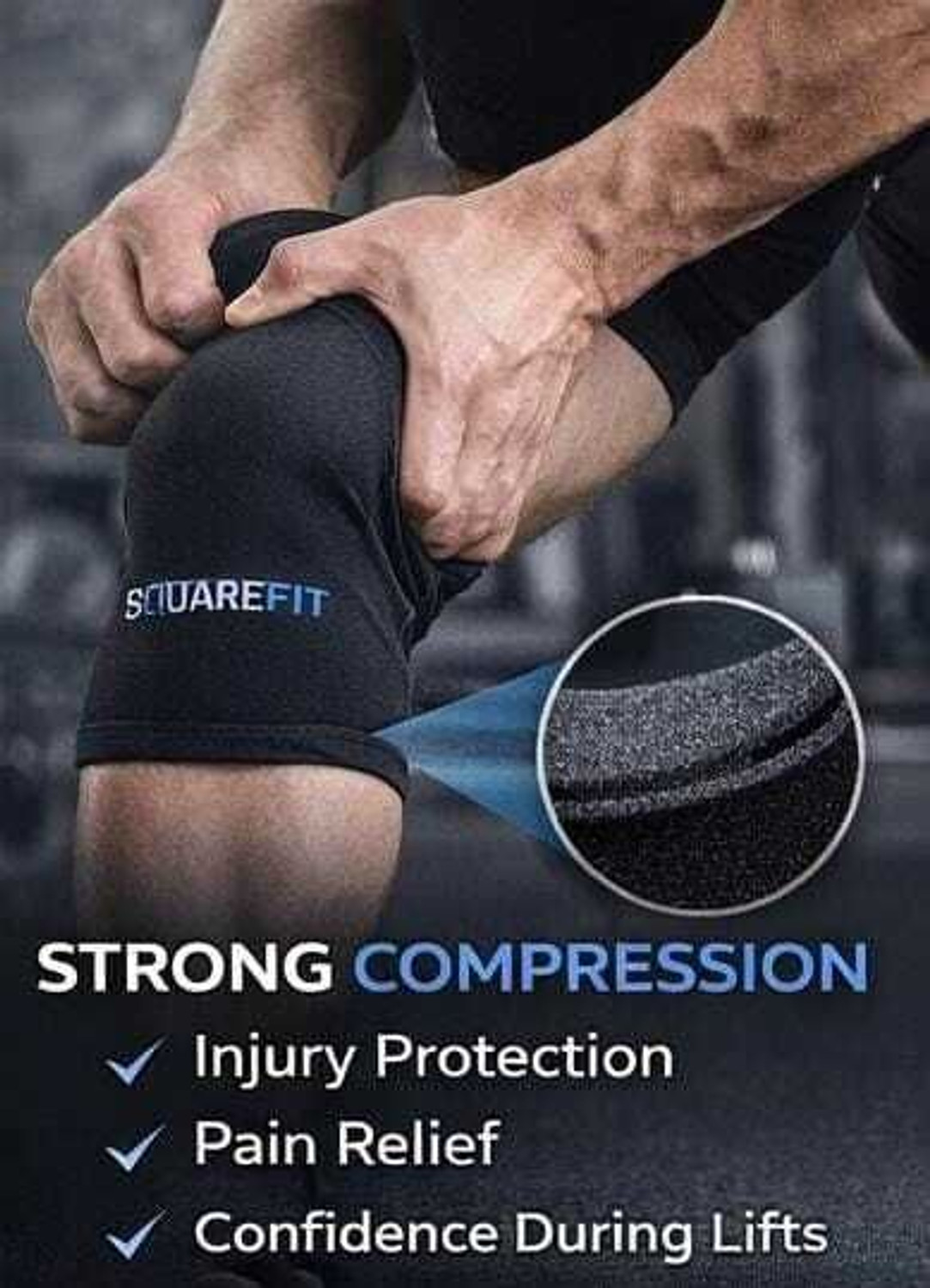 Image of squarefit 7mm Knee Sleeves for Gym Workout, Heavy Neoprene for Squats & Weightlifting Knee Support