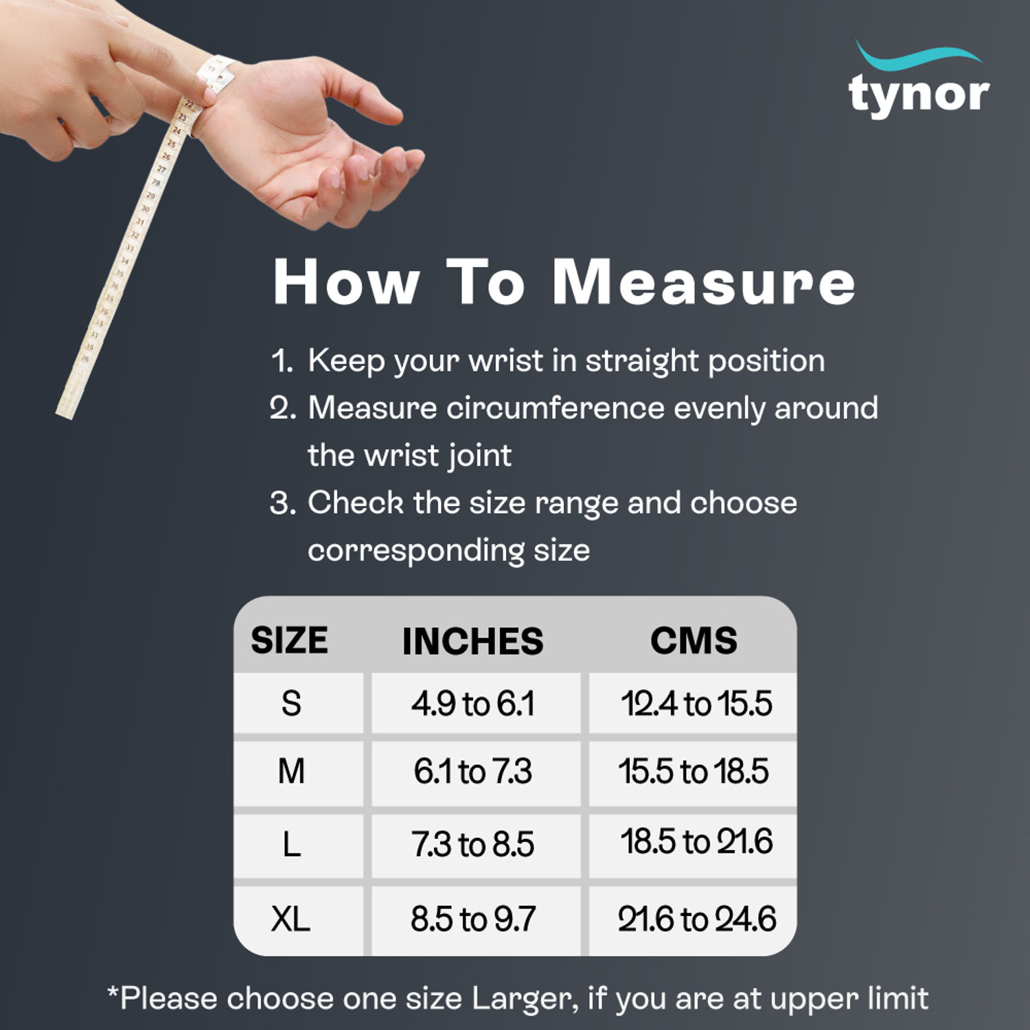 Image of TYNOR Wrist Splint Ambidextros, Grey, Large, 1 Unit Wrist Support