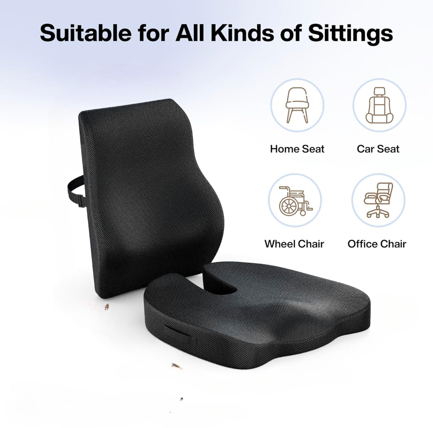 Image of NWLY Coccyx Seat Cushion & Posture Corrector Backrest Cushion Combo Back Back / Lumbar Support