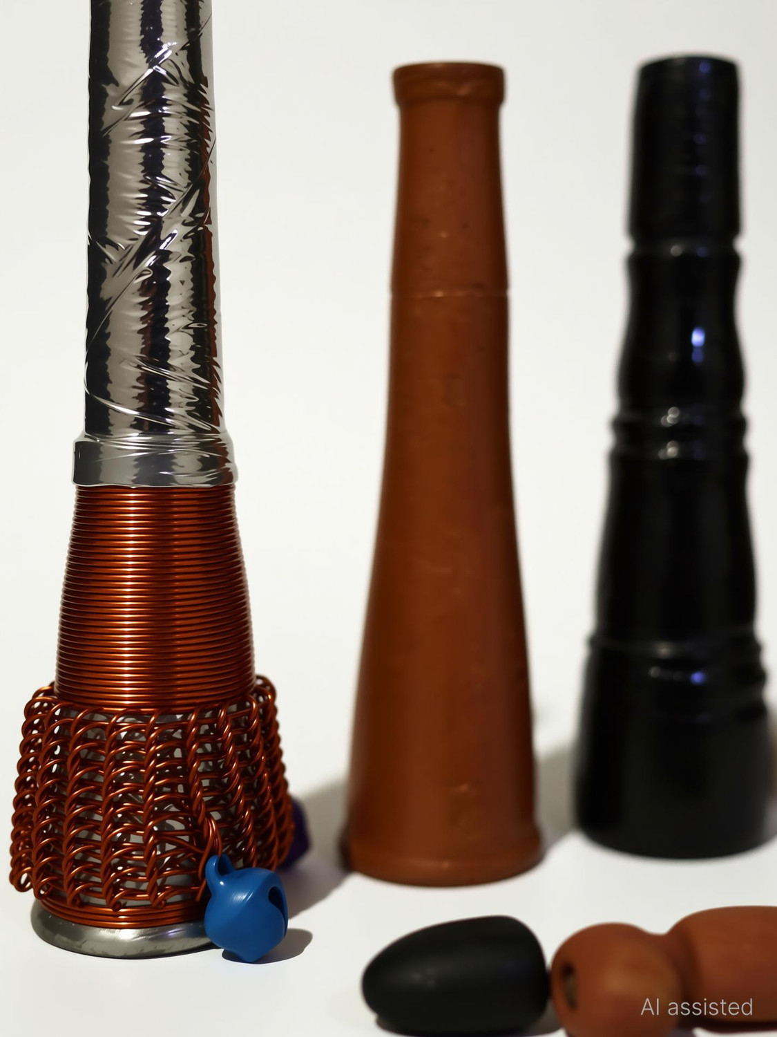 Image of RKD Enterprises Black & Brown deshi chillum Terracotta Surahi (pack of - 4) Black, Brown Terracotta Surahi