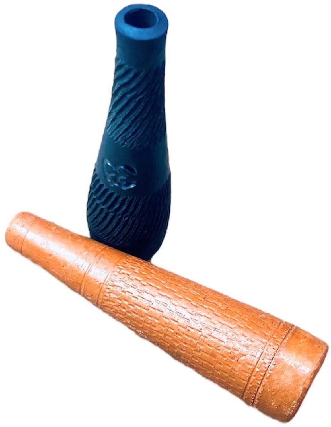 Image of Keshu Handicrafts 8 CM pack Of 2 Black And Brown Chillums With Gitti Filter Multicolor Terracotta Surahi
