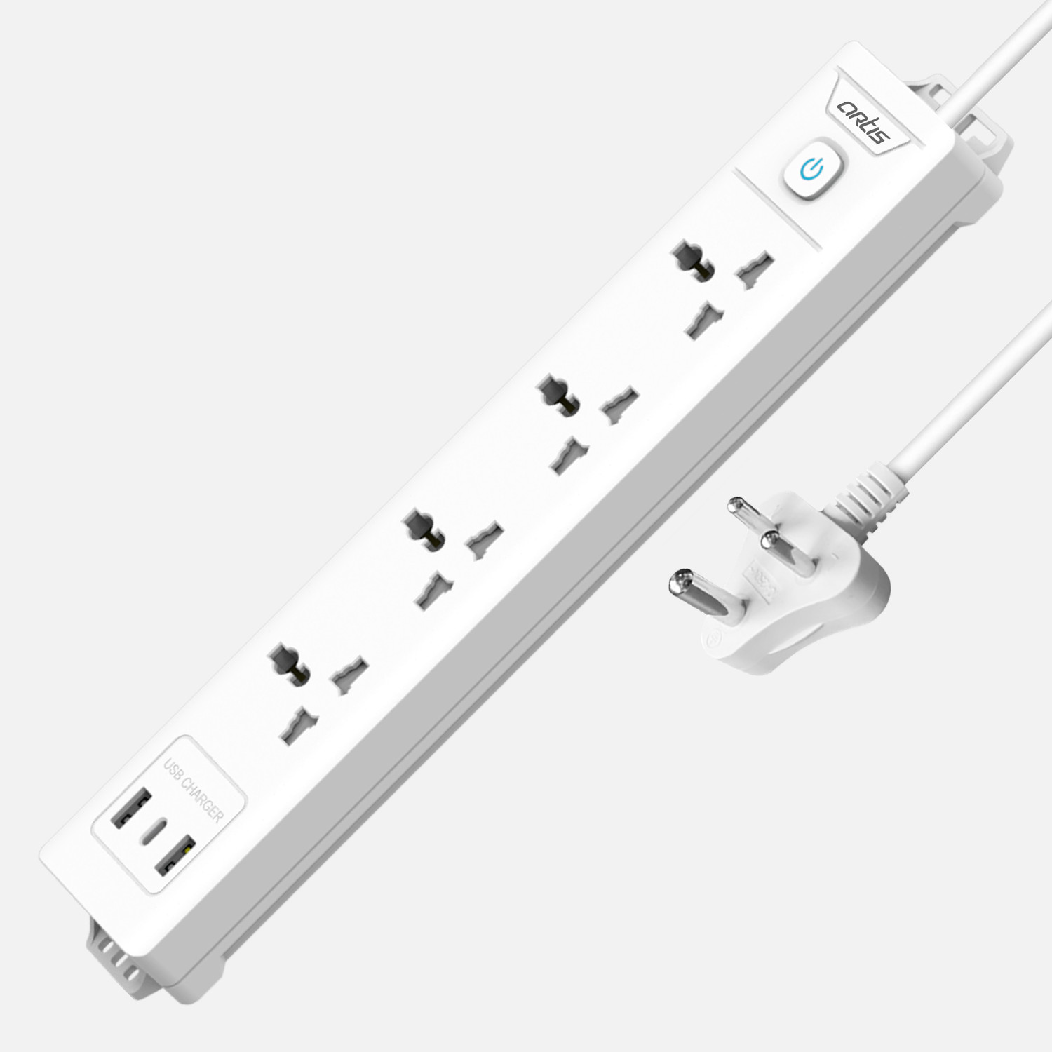 Image of artis AR-4SS-USB 4 Universal Sockets with 2 USB-A & USB-C Port with Single Switch 4 Socket Extension Boards