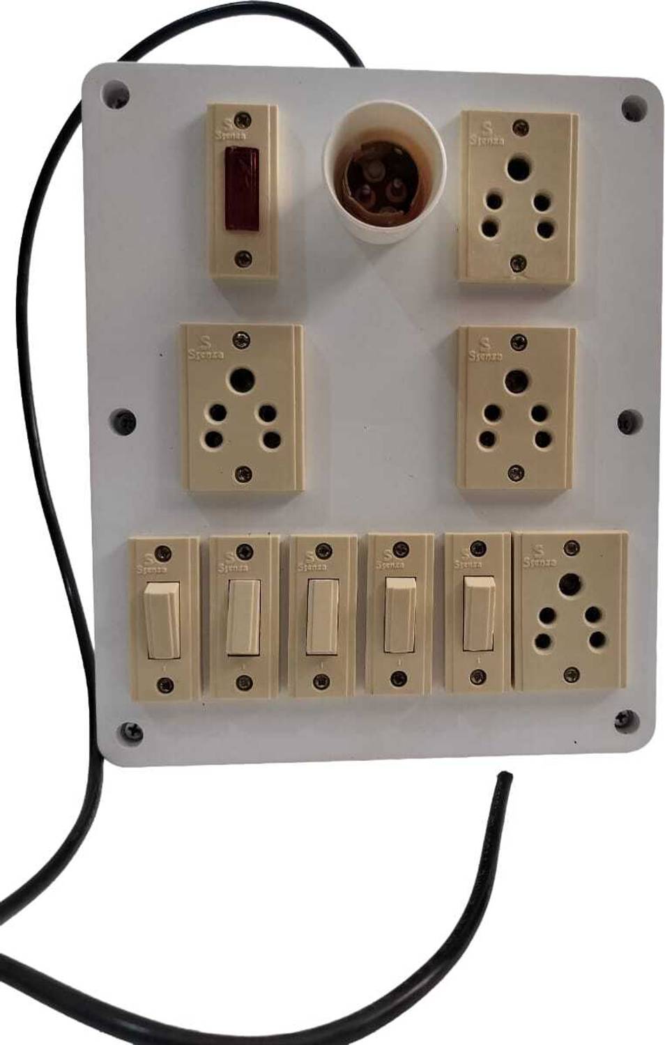 Abhinex 5 Switch 4 Socket Extension Board with Bulb Holder Indicator Copper Wire 4  Socket Extension Boards