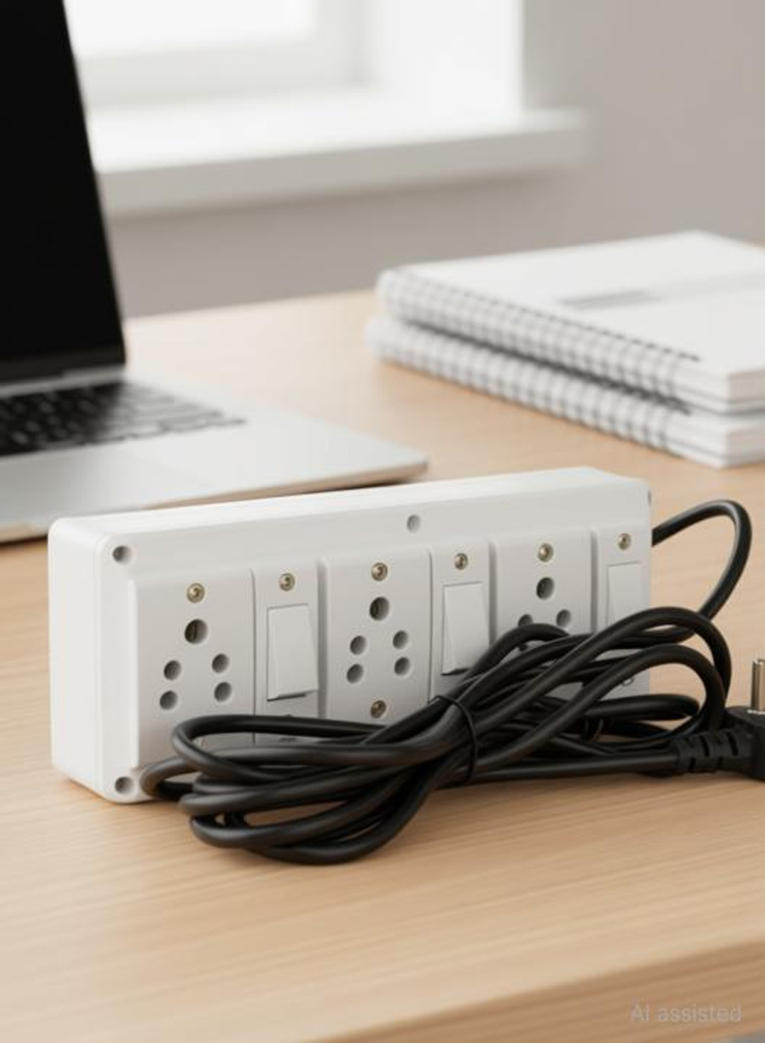 Image of Stallionpro Heavy Duty Pvc Extension Board 3 Socket & 3Switch With 3 Meters Wire (White) 3 Socket Extension Boards