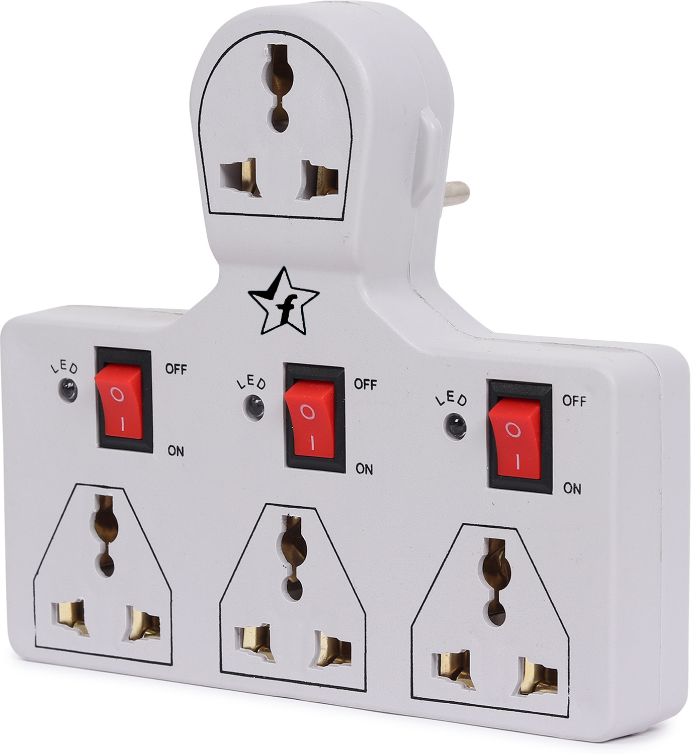 Image of Flipkart SmartBuy 4 UNIVERSAL SOCKET 3 SWITCH MULTI PLUG EXTENSION BOARD 6 A Three Pin Socket